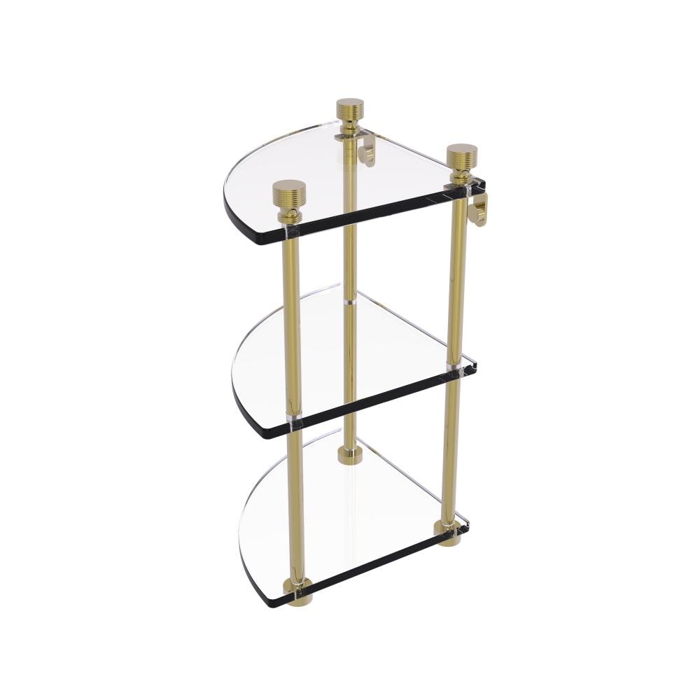 Allied Brass FT-6-UNL Foxtrot Unlacquered Brass 3 -Tier Wall mount Corner Bathroom Shelf ( 8-in x 15-in x 8-in )