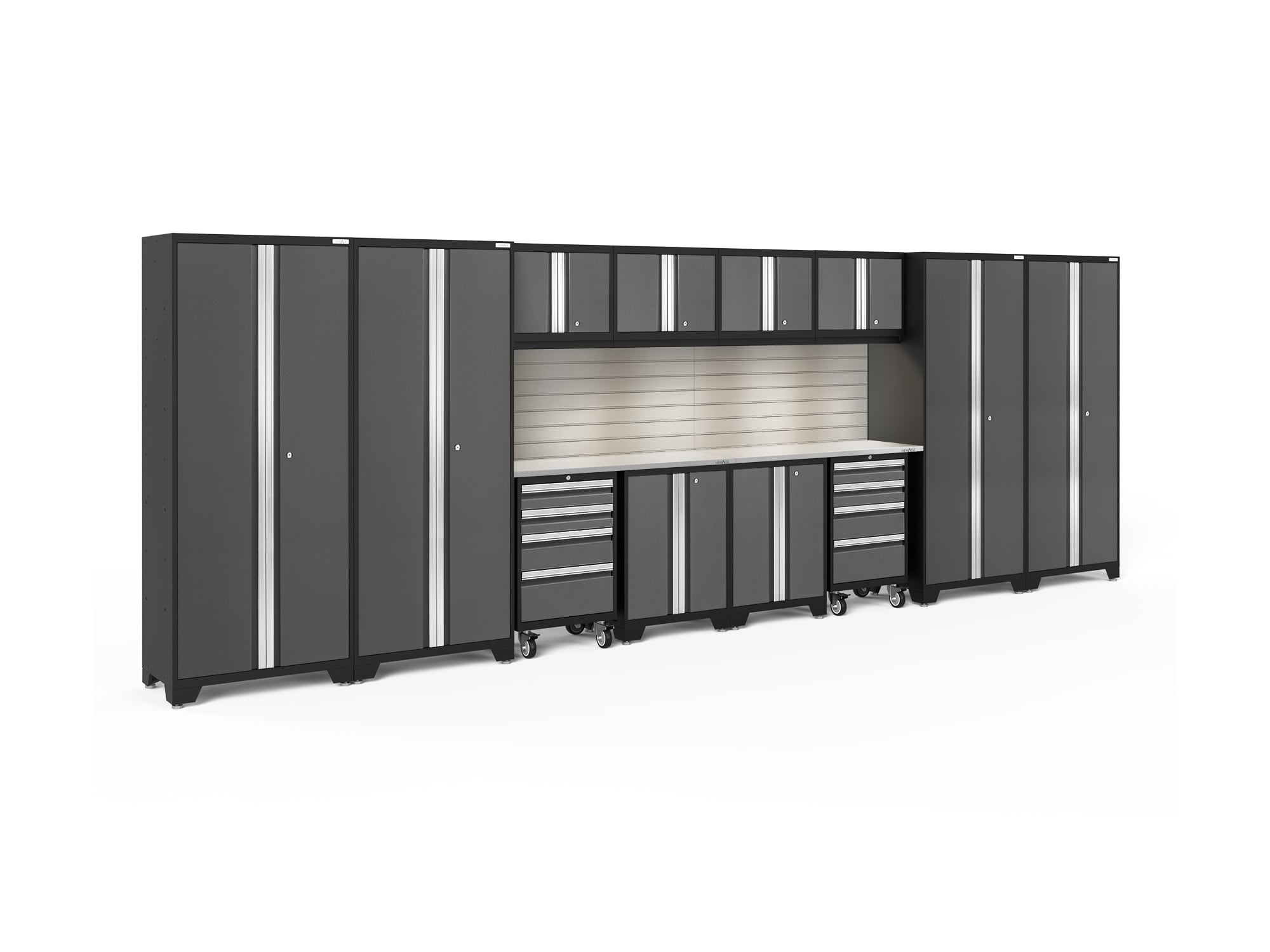 NewAge Products 56137 216-in W x 76.75-in H x 18-in D 12 -Cabinets Steel Charcoal Gray Garage Storage System