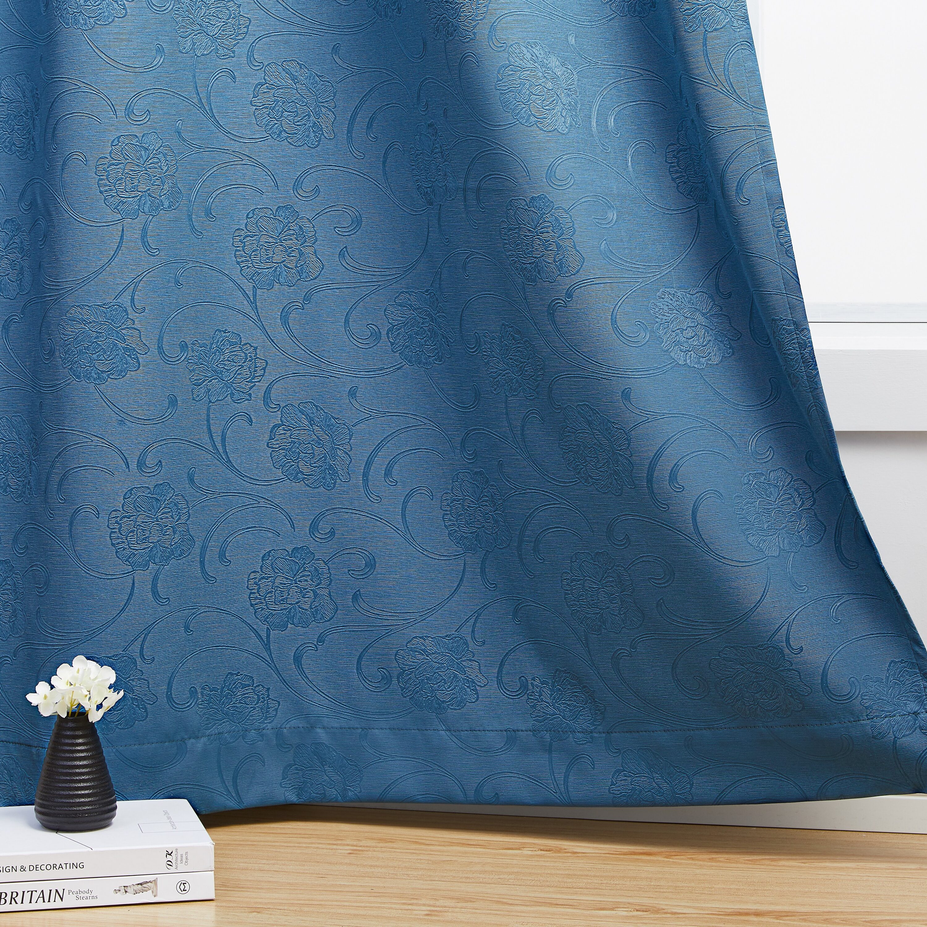 HLC.me TYLR-5263TEAL 63-Inches Teal Blue Blackout Thermal lined Grommet Curtain panel pair