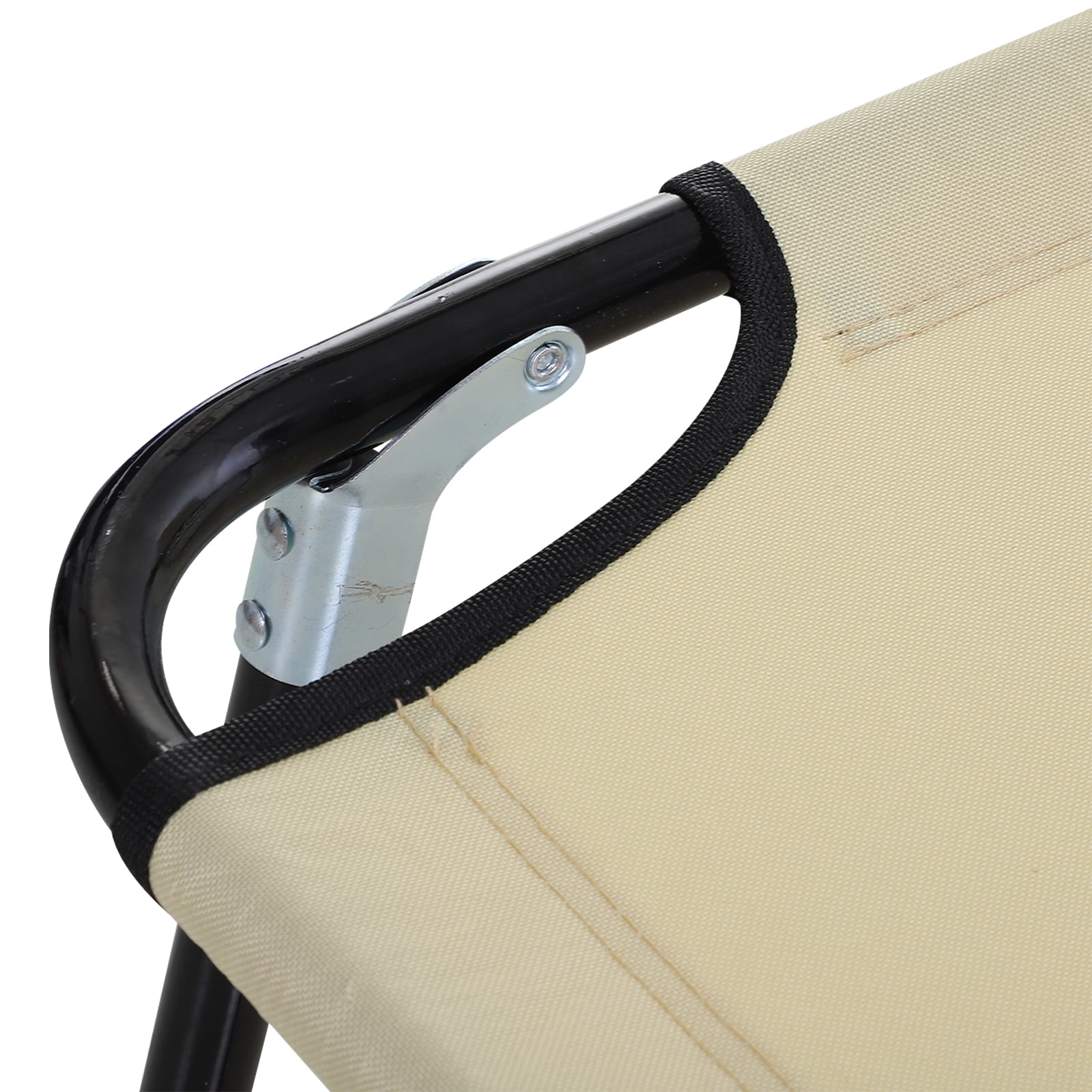 Beige Foldable Outdoor Chaise Lounge Chair with Steel Frame