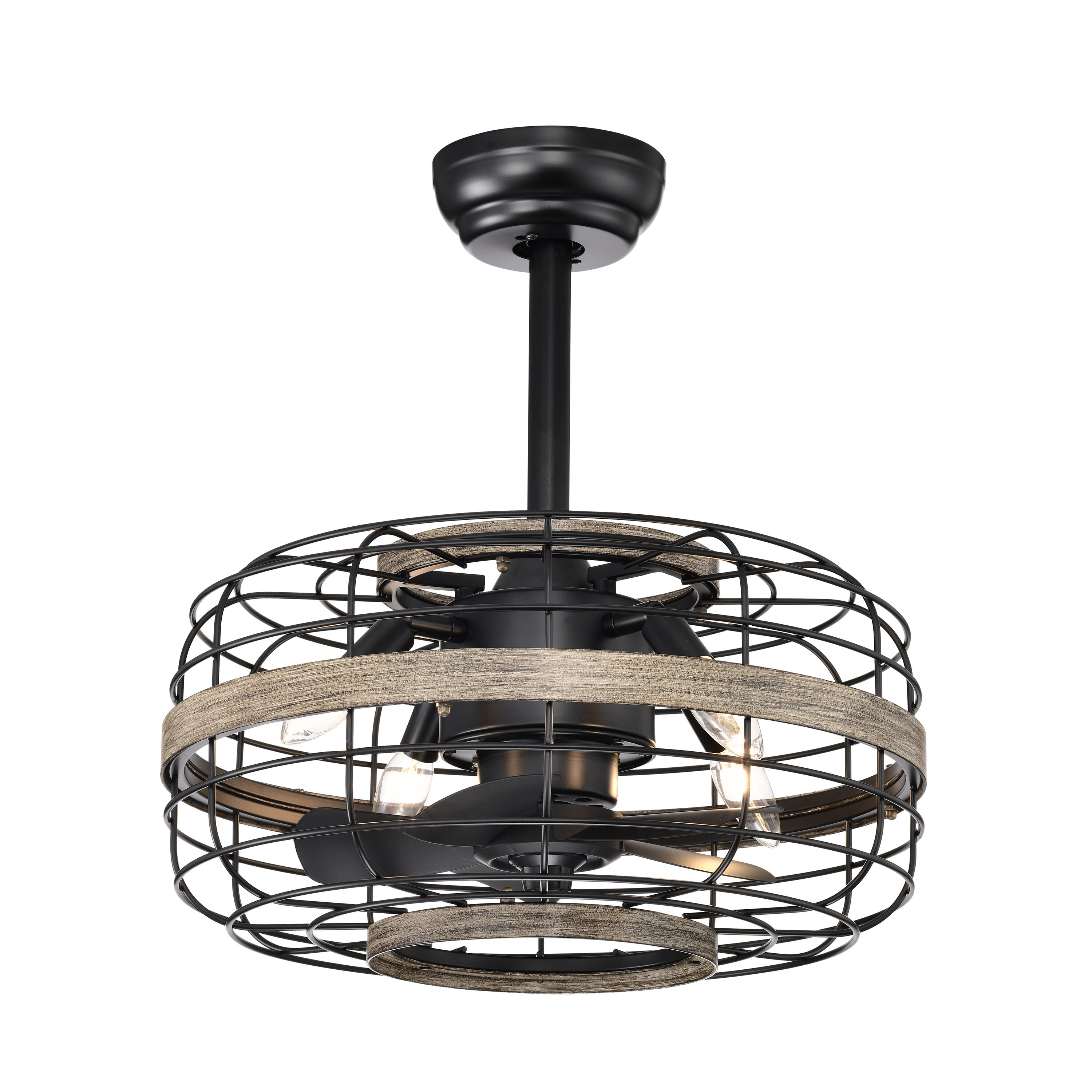 Flynama W1032-CF026AB Ceiling Fan 18-in Matte Black LED Indoor Ceiling Fan with Light and Remote (5-Blade)