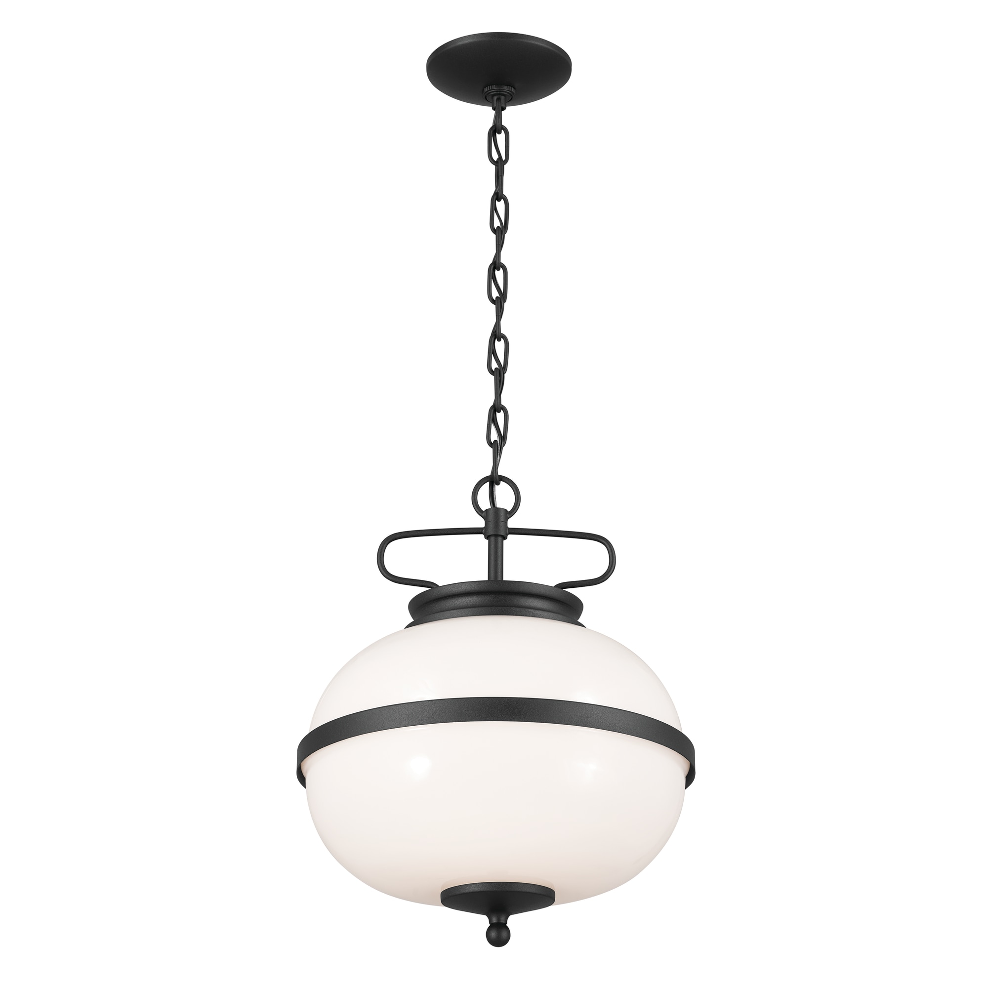 Kichler 52478BKT Opal 2 -Light Textured Black Farmhouse Opal glass Globe Medium Hanging Pendant light