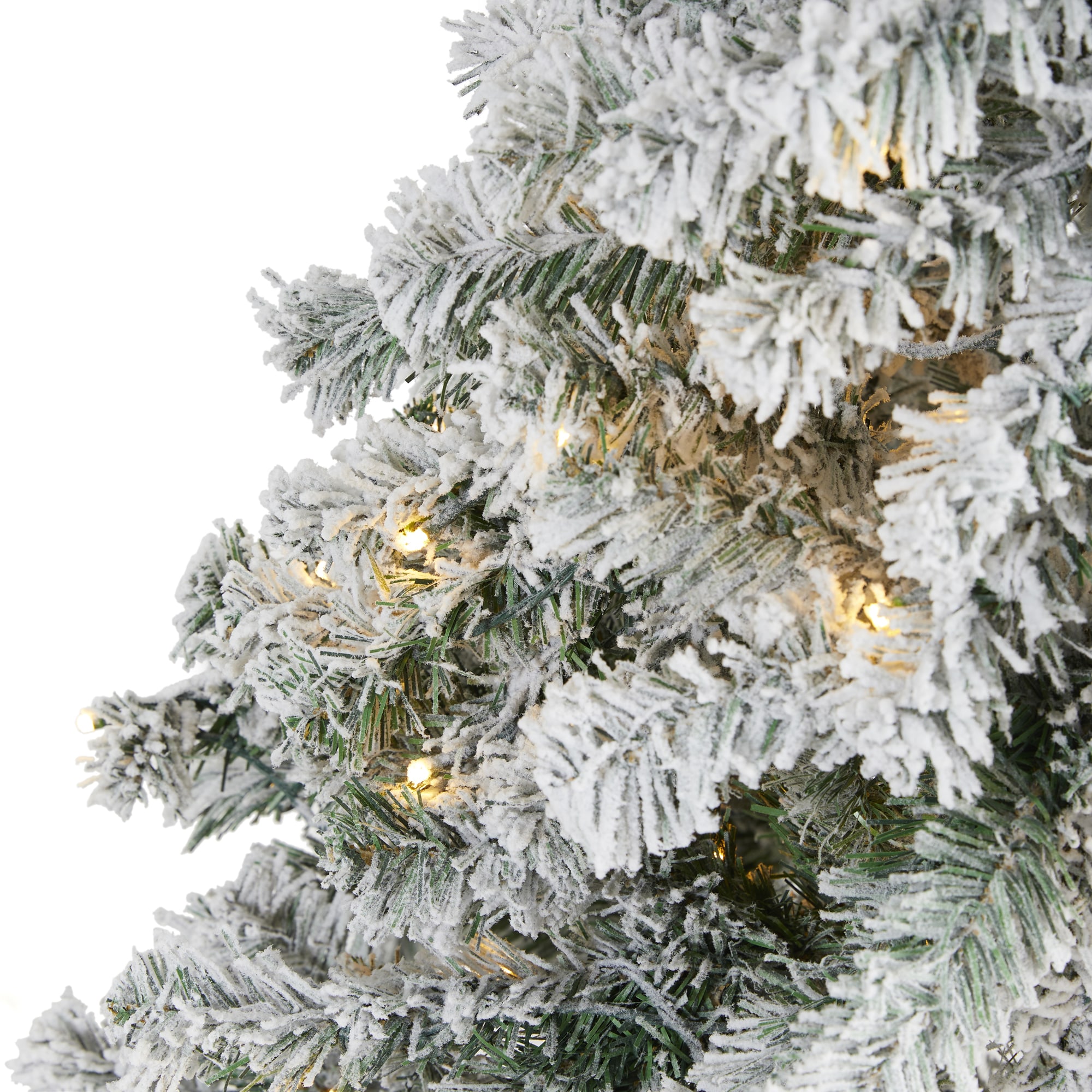 Nearly Natural 5-ft Spruce Pre-lit Flocked Artificial Christmas Tree ...