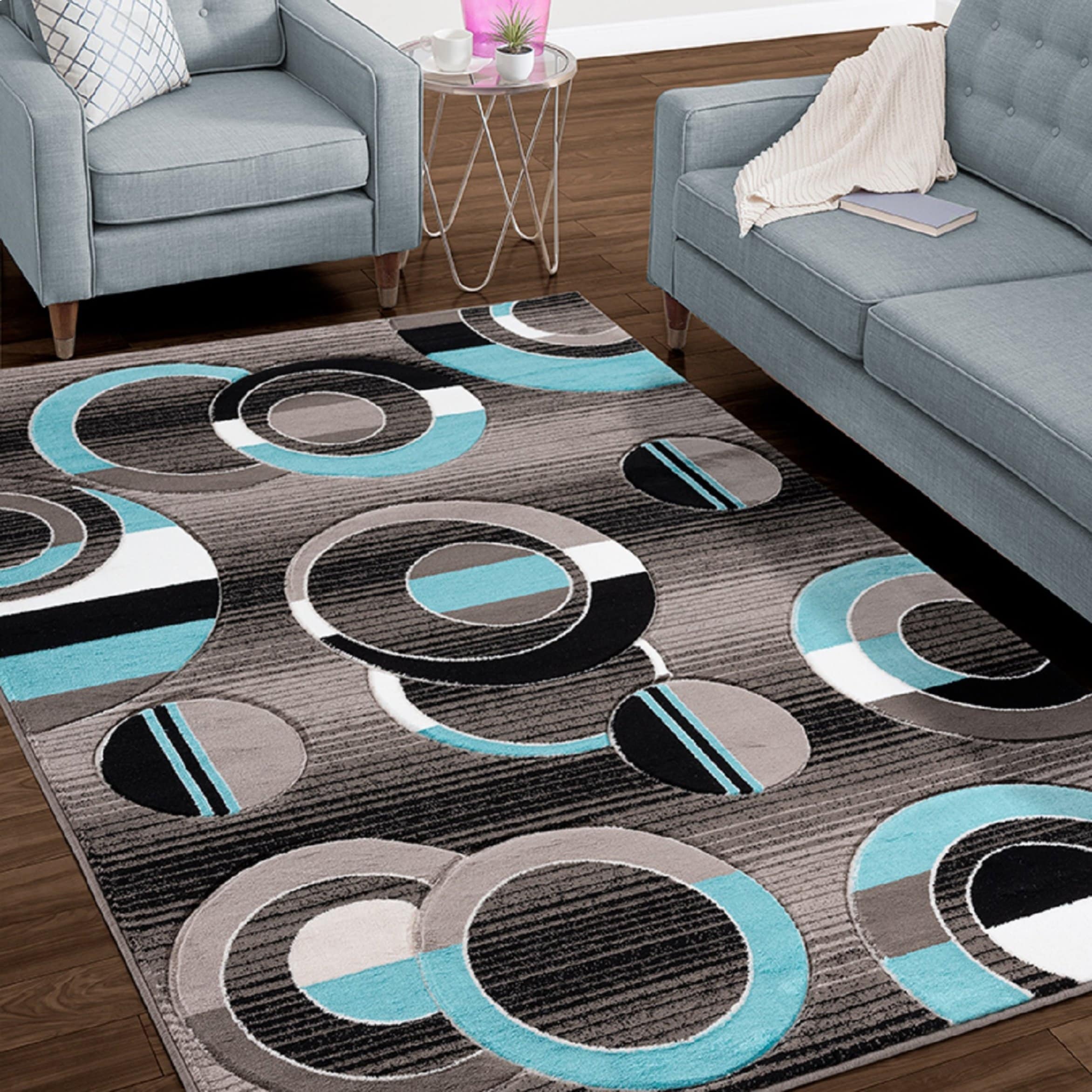 MDA Rugs OR2123 Orelsi 2 x 3 (ft) Polypropylene Gray/Blue Rectangular Indoor Abstract Area rug