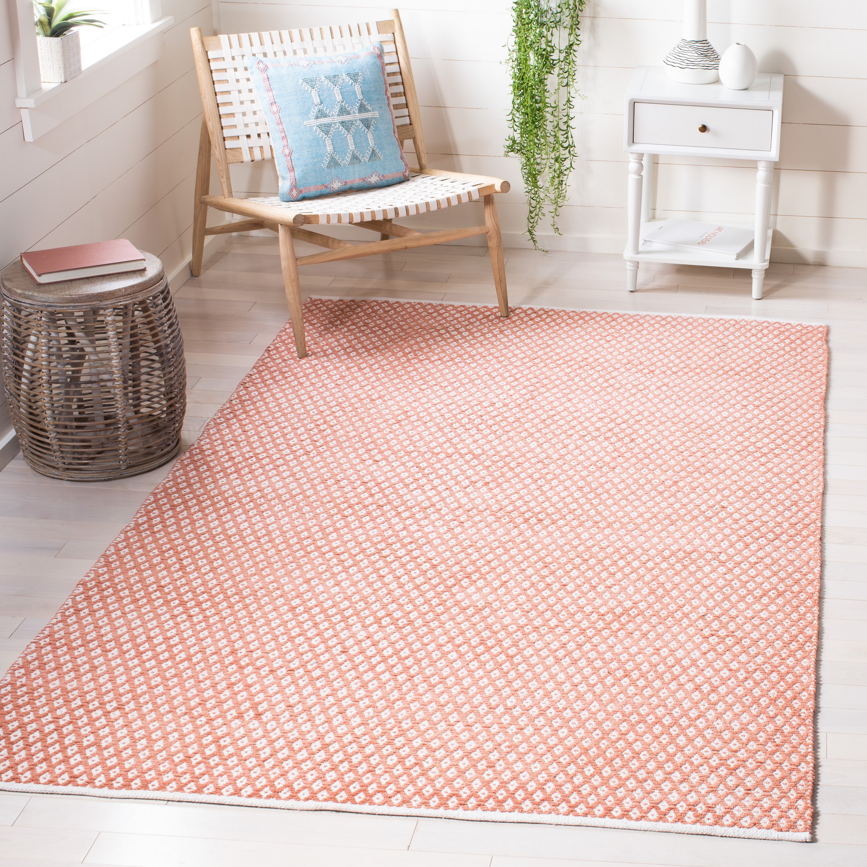 Safavieh BOS685C-4 Boston 4 x 6 (ft) Tufted Cotton Orange Rectangular Indoor Geometric Bohemian/Eclectic Area rug