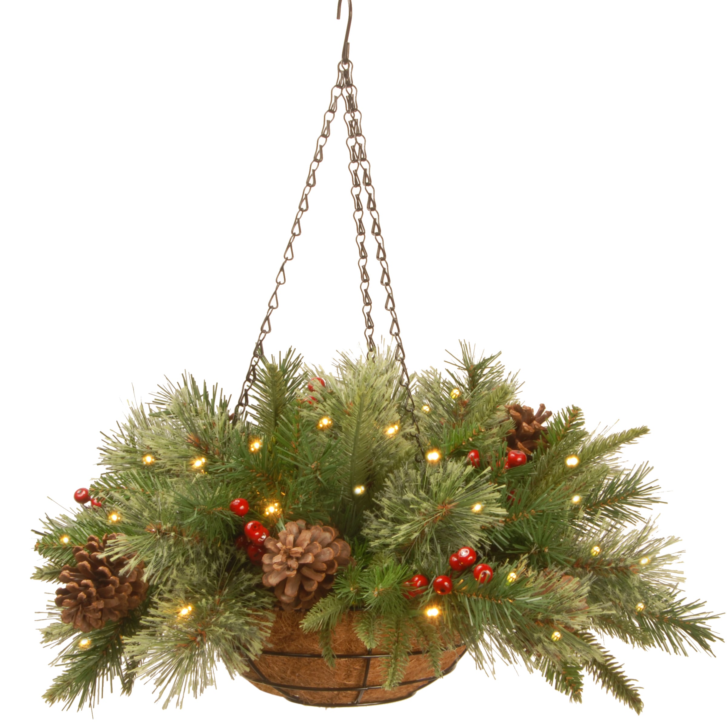 National Tree Company PECO1-300-20HB1 20-Inches Lighted Greenery ball Battery-operated Christmas Decor