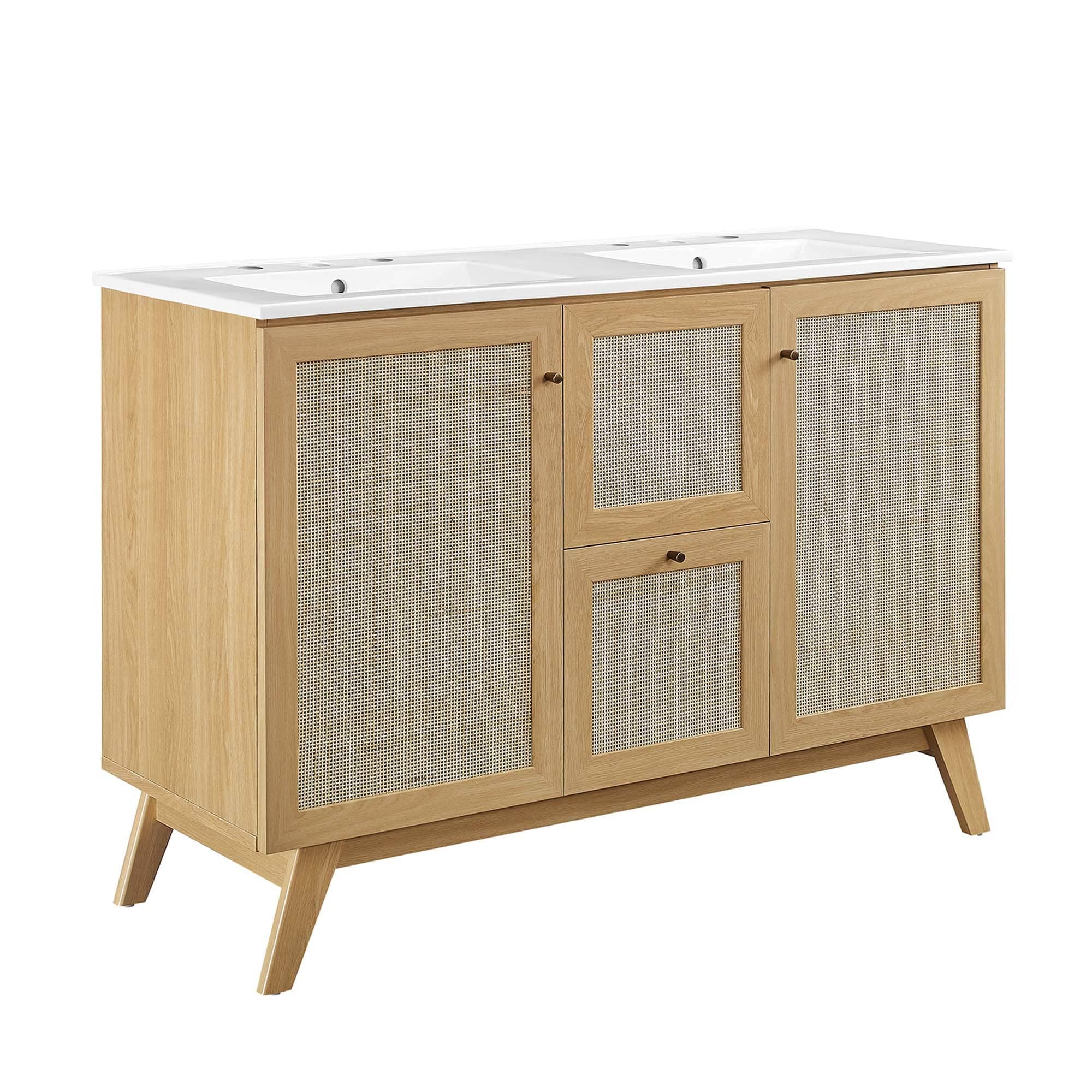 Modway  Soma 48-in Double Sink Bathroom Vanity in Oak White