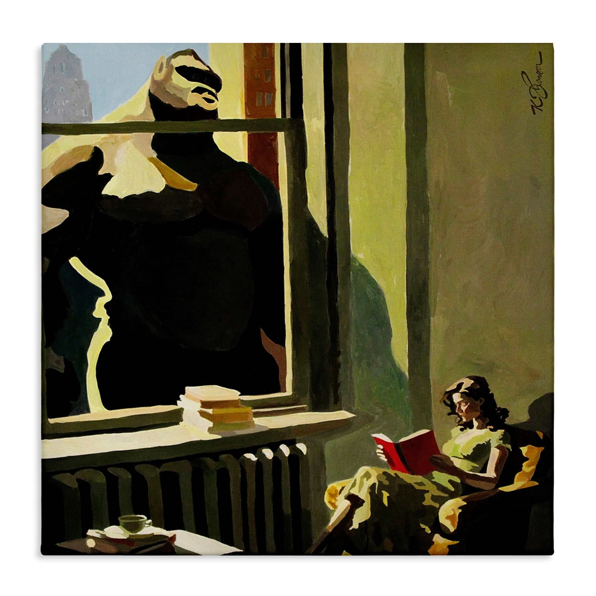 Stupell Industries BS-819-CN-30X30 Gorilla in Window Scene Canvas design by Keith Thomson