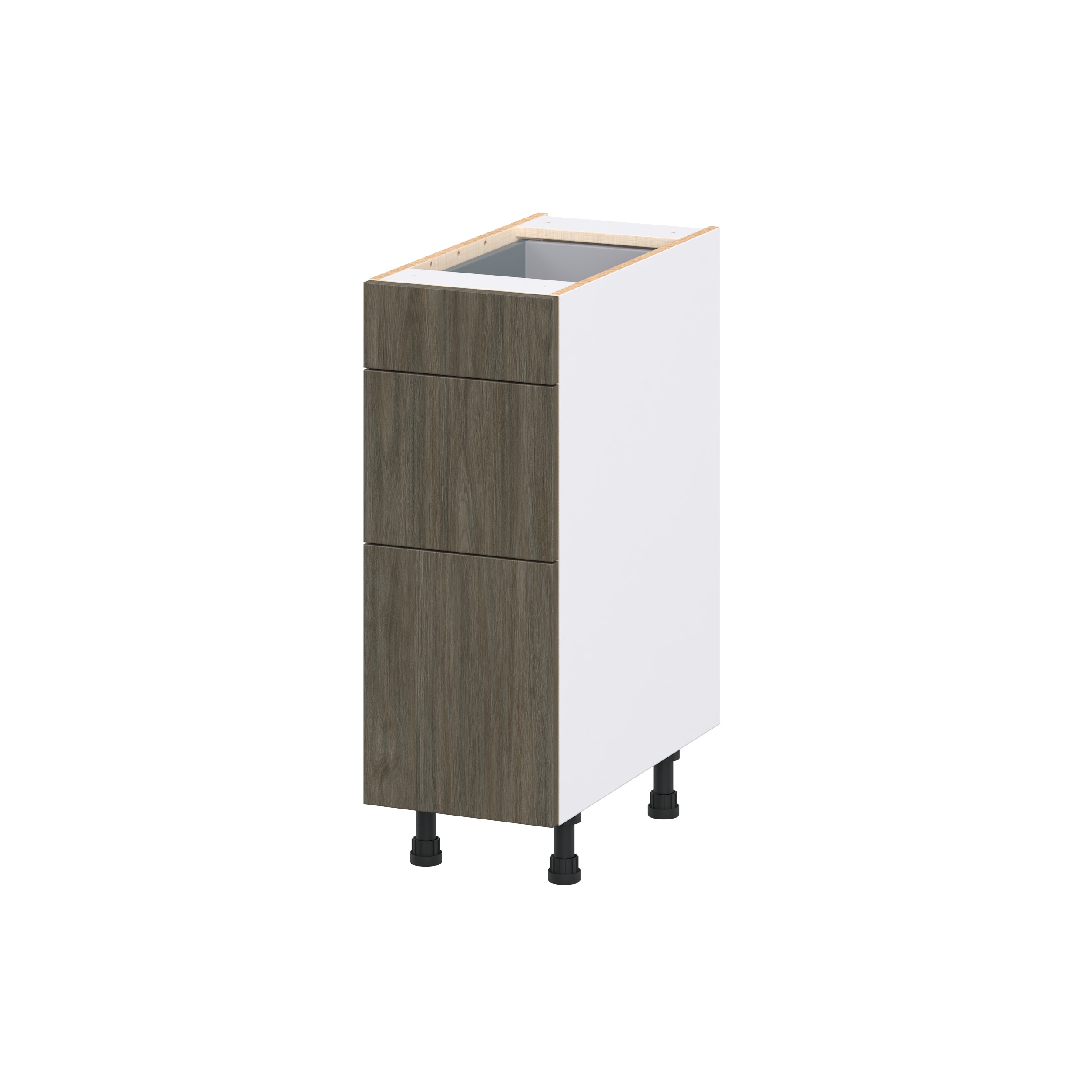 Hugo&Borg DSB3D12-SA Savane 12-in W x 34.5-in H x 24.5-in D Brunt Walnut 3 -Drawers Drawer Base Fully assembled Cabinet Flat Panel Slab