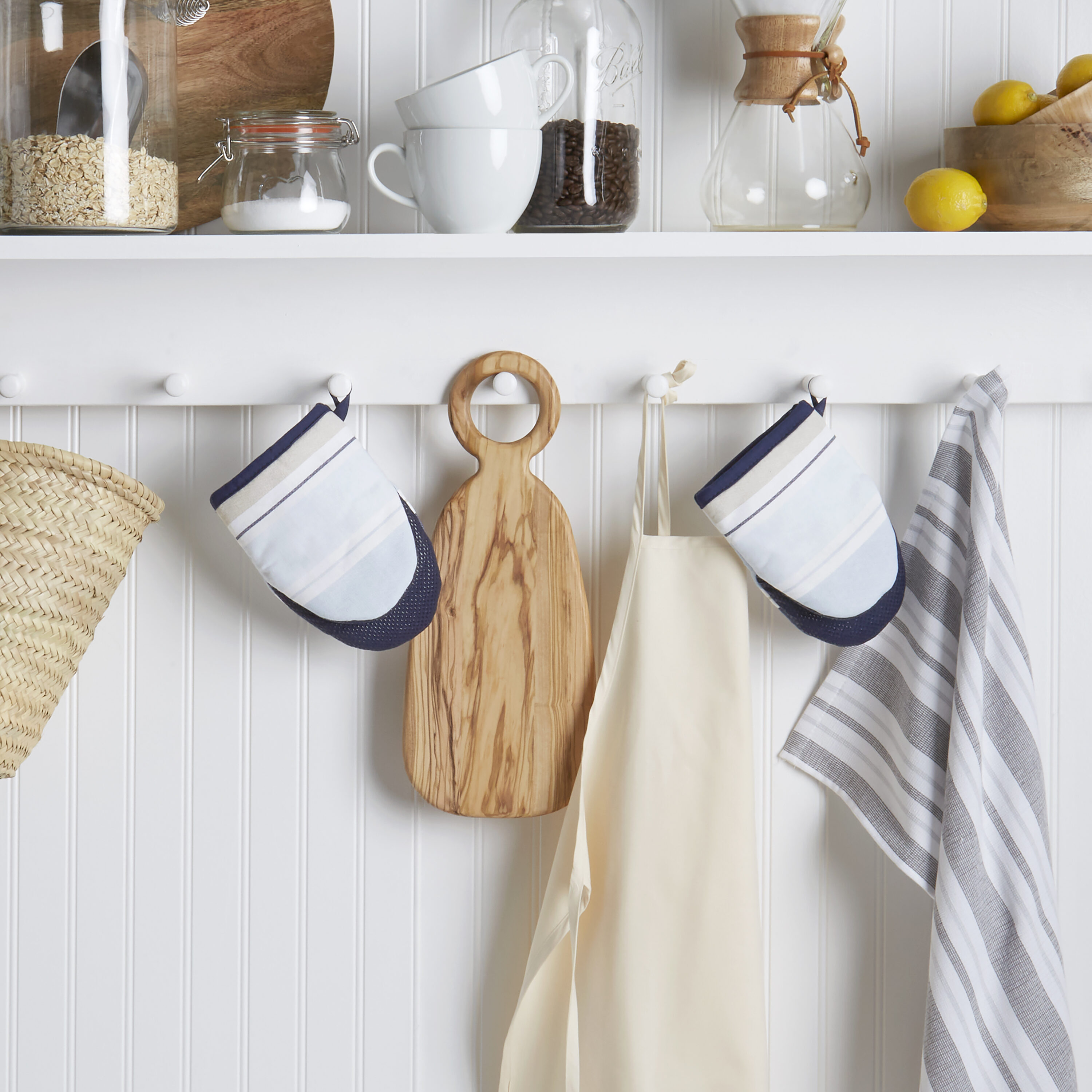 Blue Stripe Heat Resistant Silicone Mini Oven Mitts, 2-Piece Set