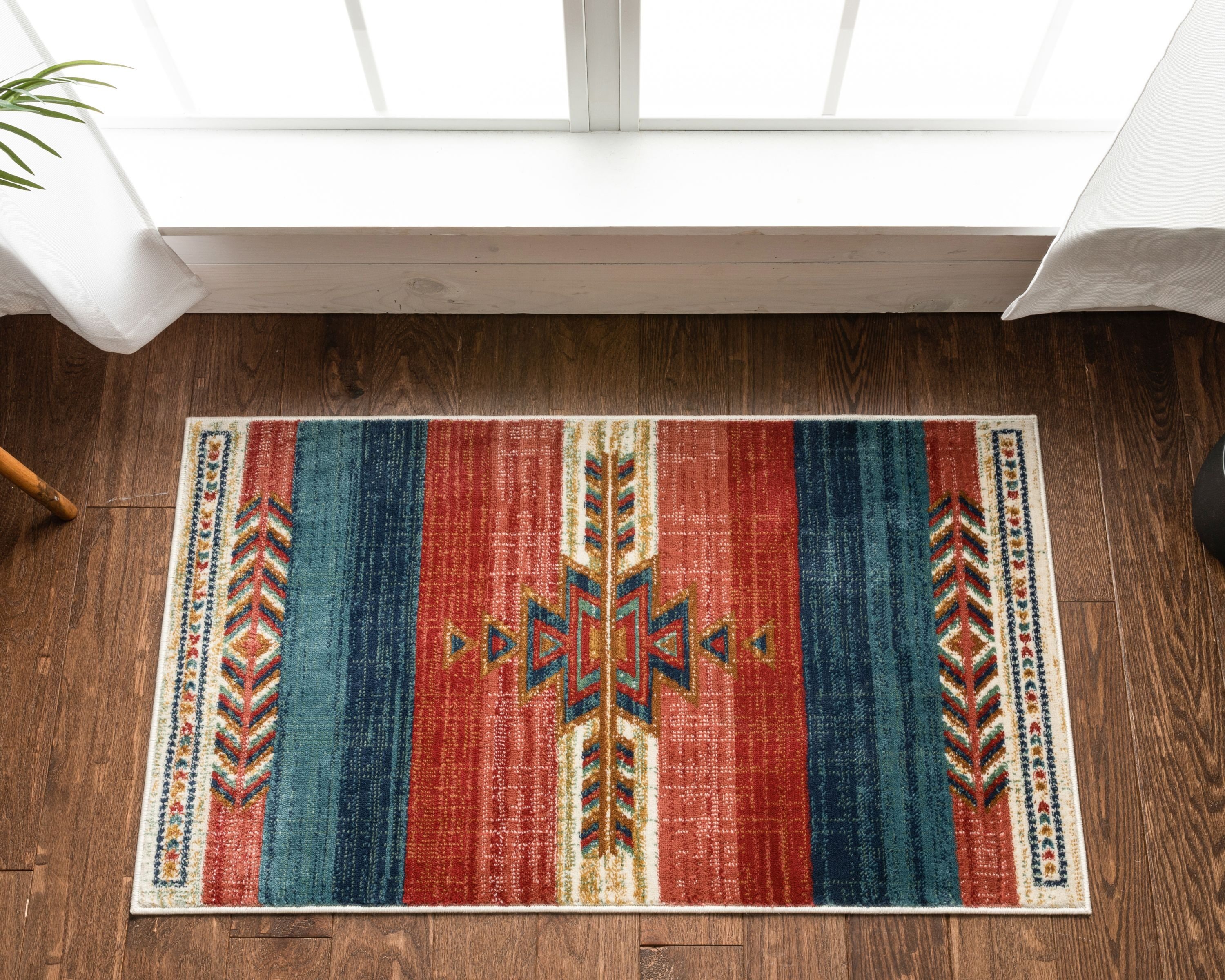 Crimson Southwestern Medallion Synthetic Reversible Rug