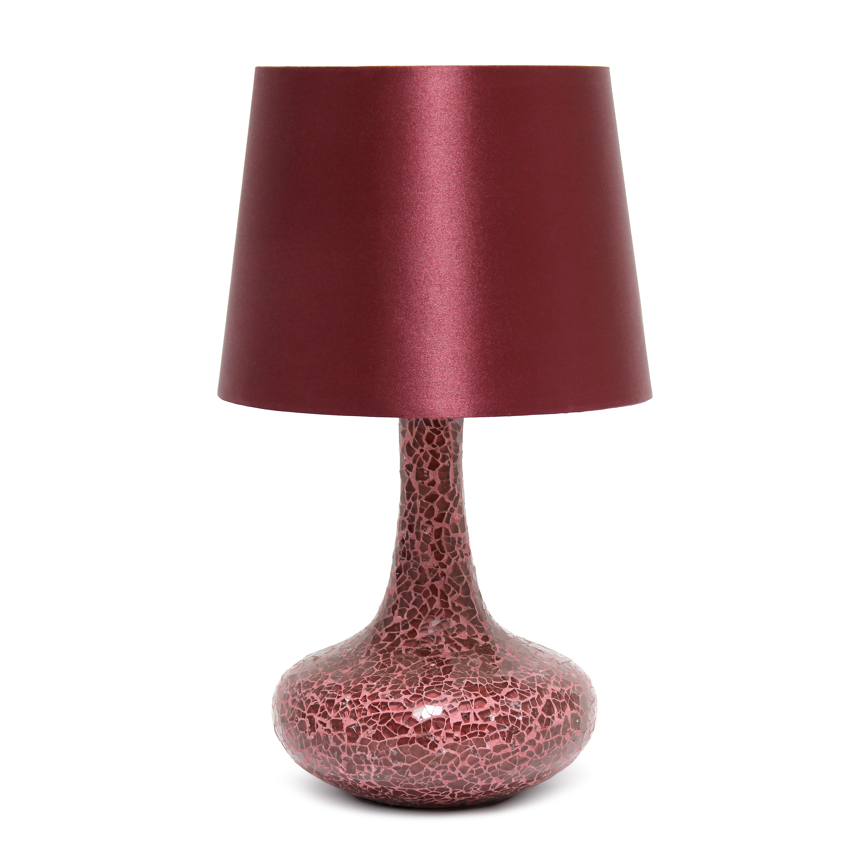 Creekwood Home CWT-2016-RE 14.17-in Red LED Rotary socket Table Lamp with Faux Silk Shade
