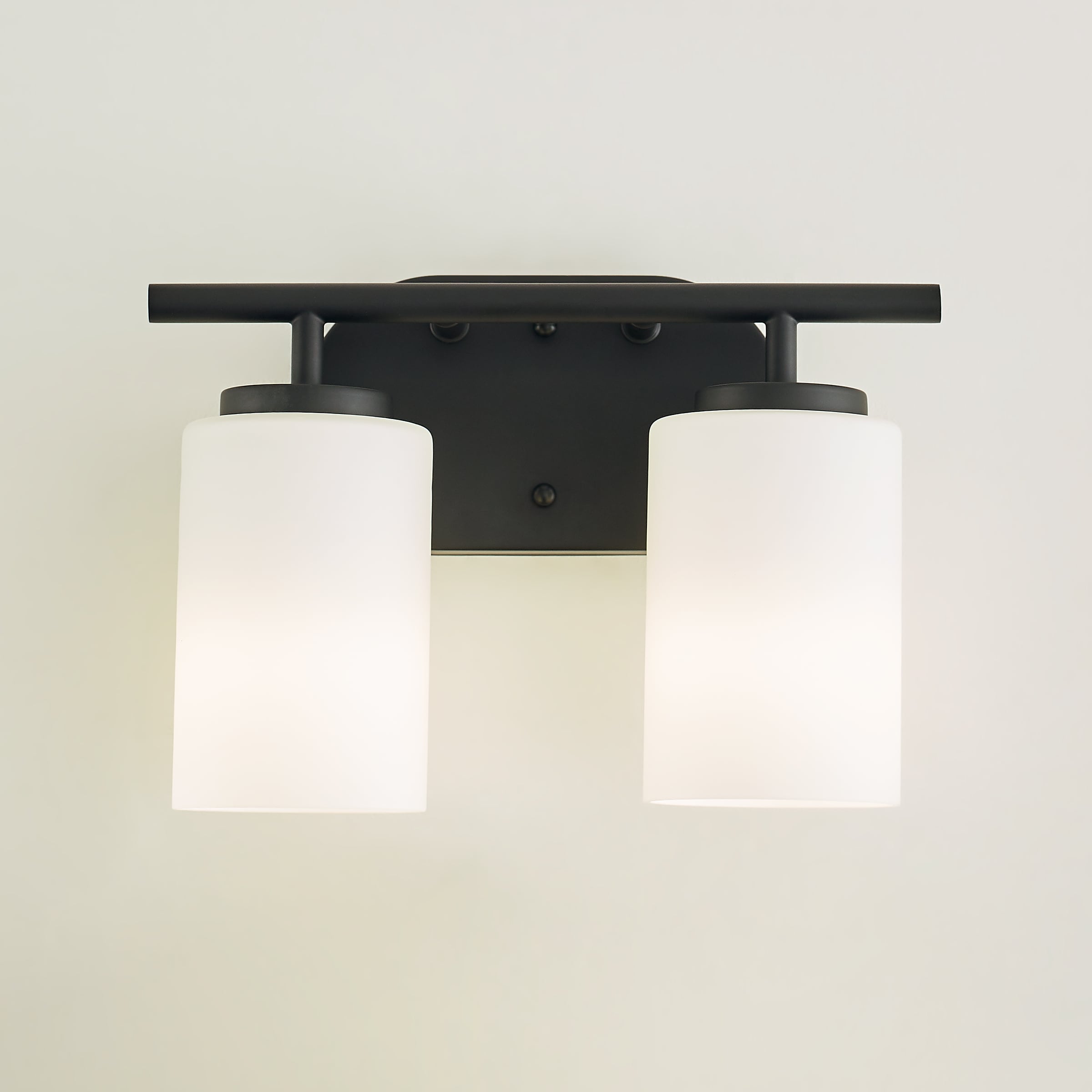Midnight Black Bronze 2-Light Vanity Fixture with Opal Glass