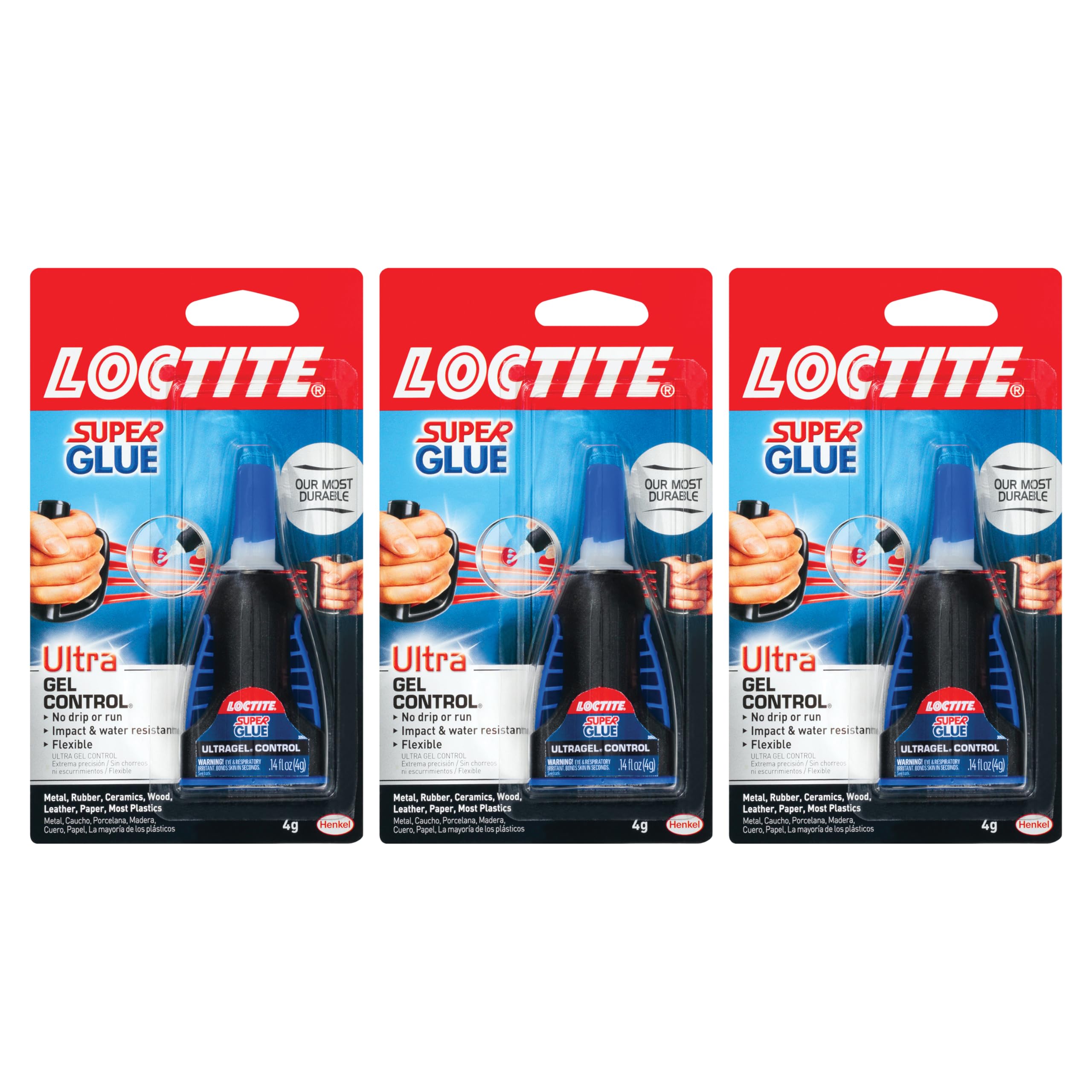 LOCTITE  Super Glue Ultra Gel Control Clear 0.14 fl oz Bottle 3 Pack - Superglue for Plastic Wood Metal Crafts Repair Cyanoacrylate Adhesive Instant Glue Quick Dry