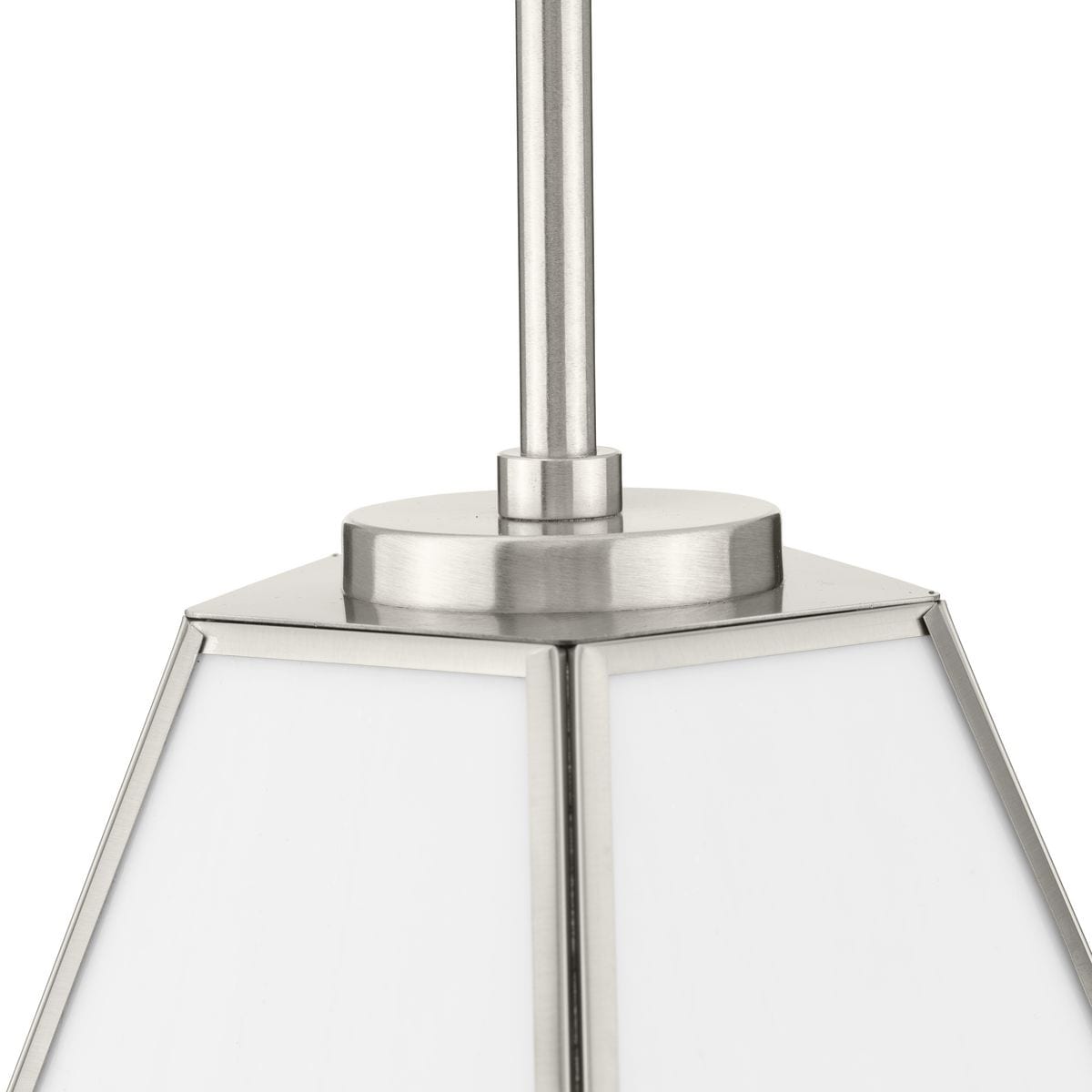 Latham Brushed Nickel Geometric Pendant Light with White Art Glass