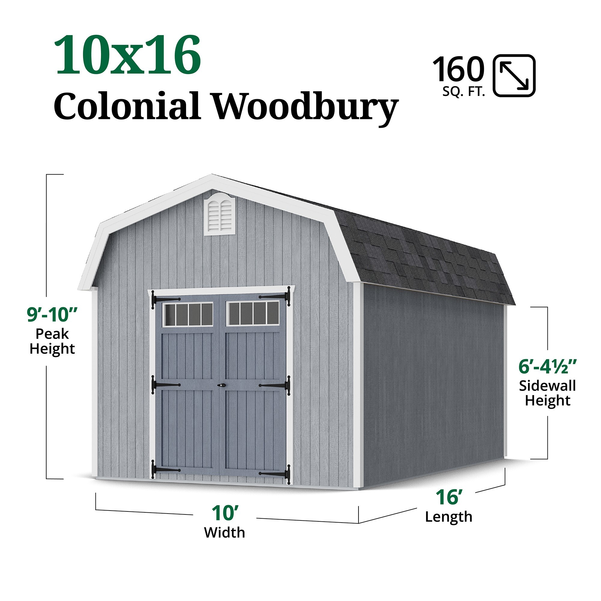 Little Cottage Co 10X16 WBCGS-PC-FK Wood-Storage-Buildings - View #3
