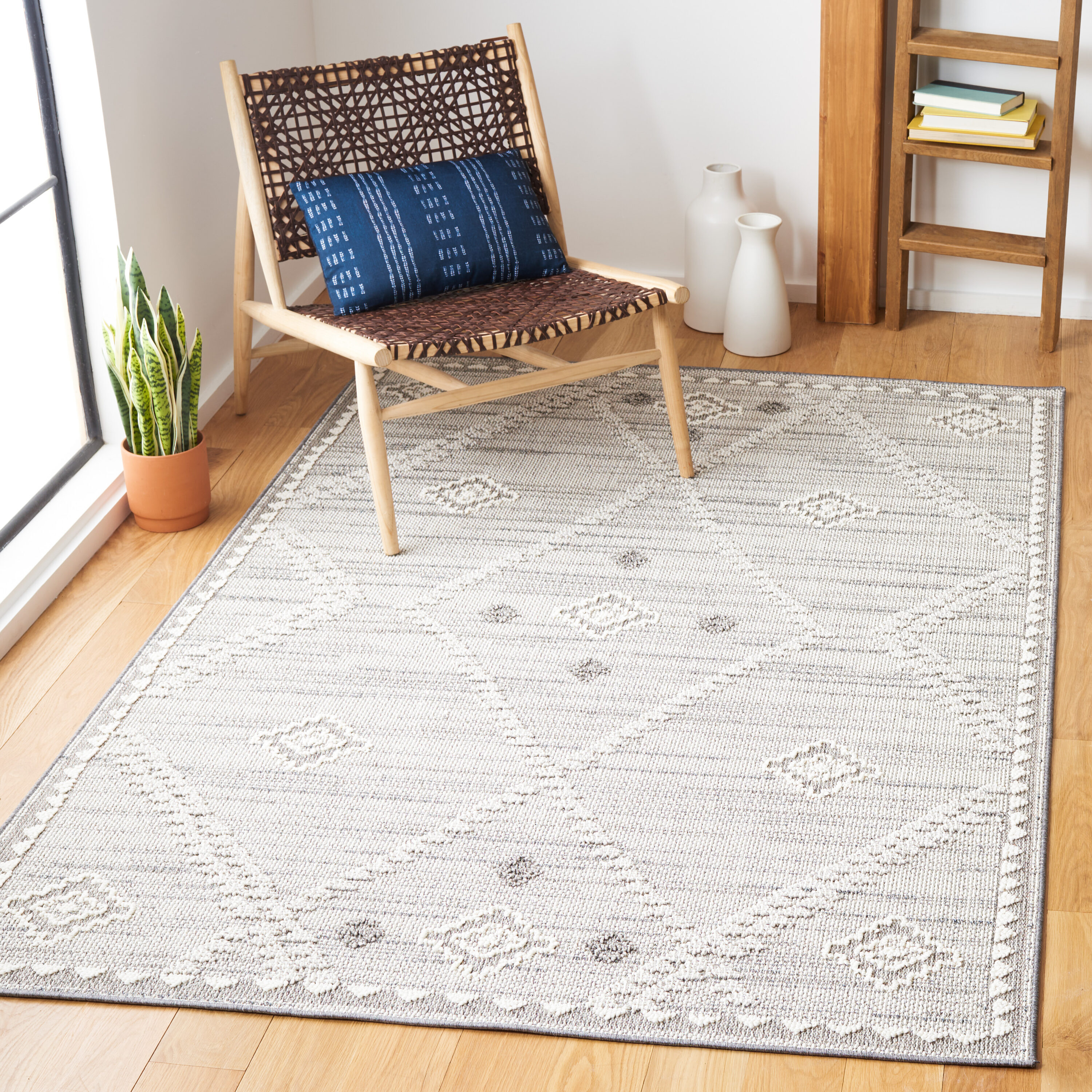 Gray Synthetic Stain-Resistant Non-Slip Washable Rug 54" x 16"
