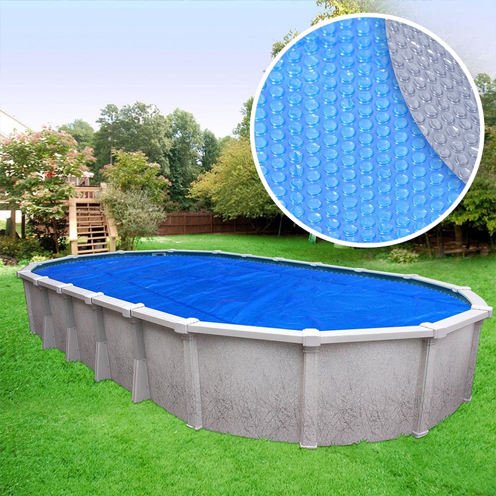 Pool Mate 33-ft x 18-ft Silver Deluxe Polyethylene Solar Oval Pool