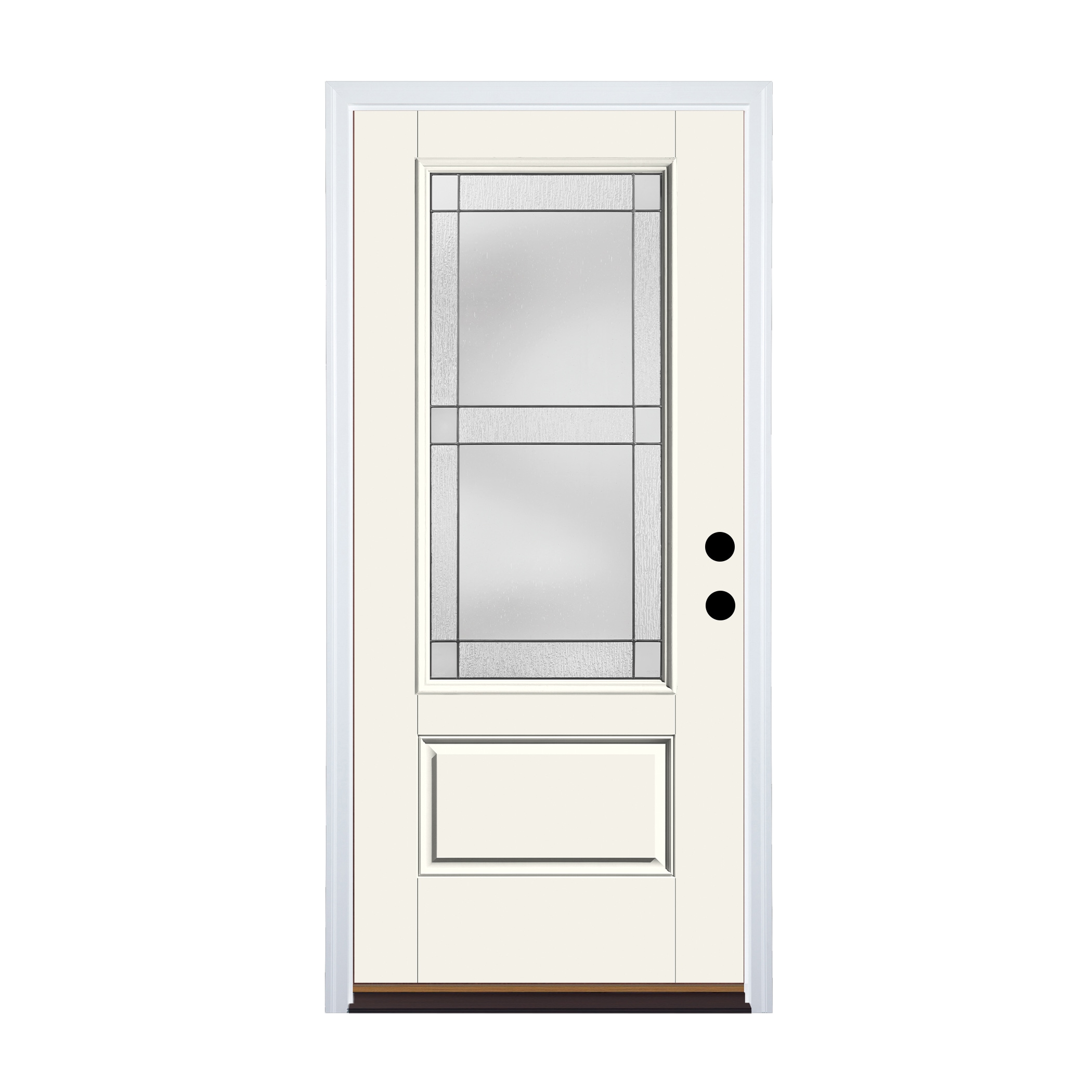 Therma-Tru TT651939SOS Grid Entry Door 36-in x 80-in x 6-9/16-in Fiberglass 3/4 lite Left-hand inswing White Painted Prehung Front Door with Brickmould Insulating core