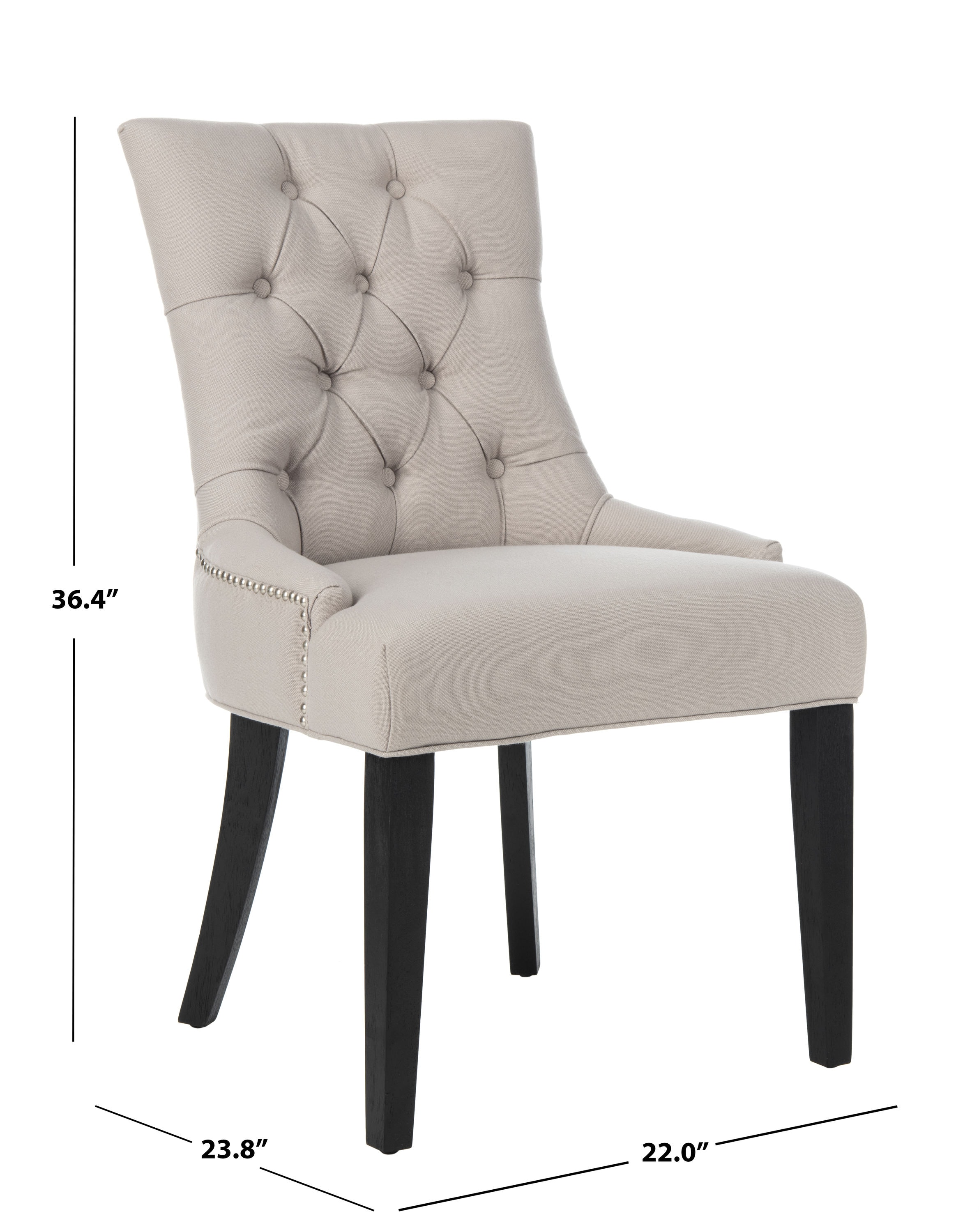 Elegant Taupe Linen and Birch Wood Parsons Side Chair Set