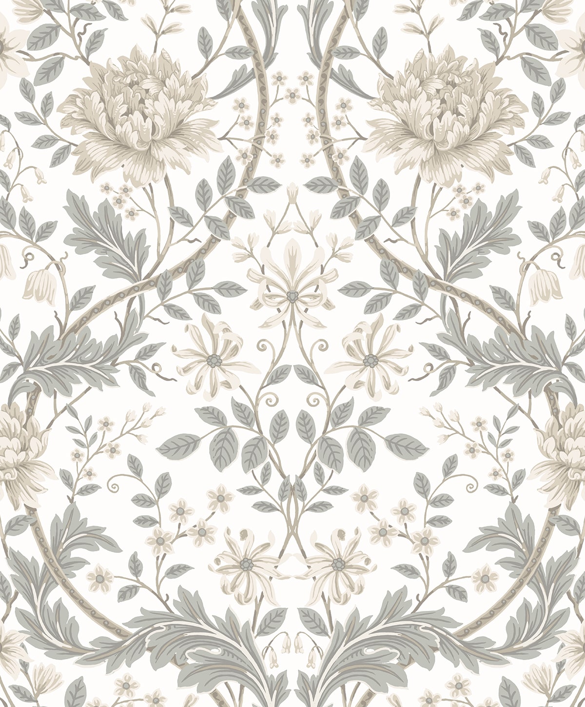 NextWall NW44600 31.35-sq ft Ivory and Grey Vinyl Floral Self-adhesive Peel and Stick Wallpaper