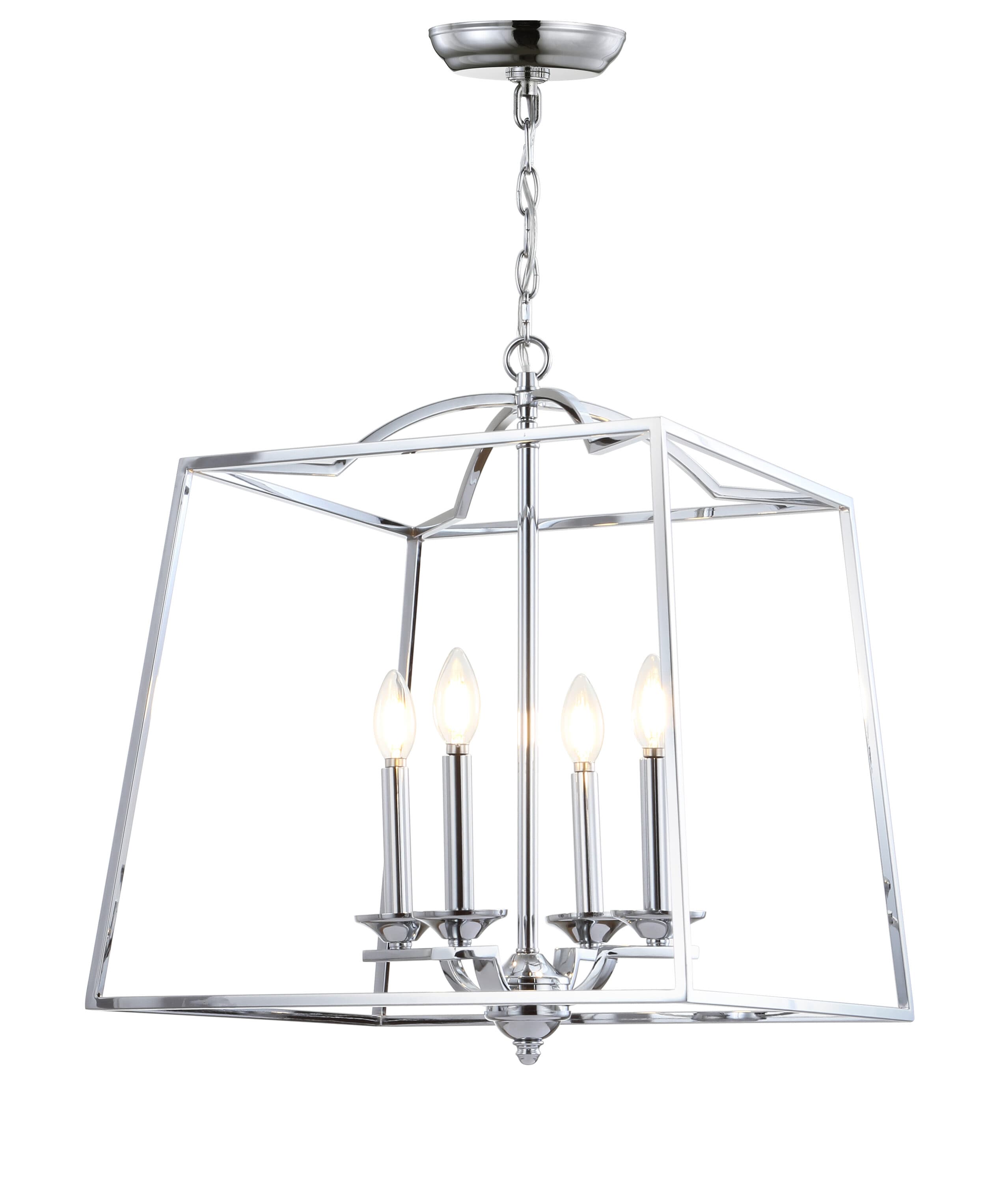 Gloria Polished Chrome 19" LED Lantern Pendant - Adjustable Height