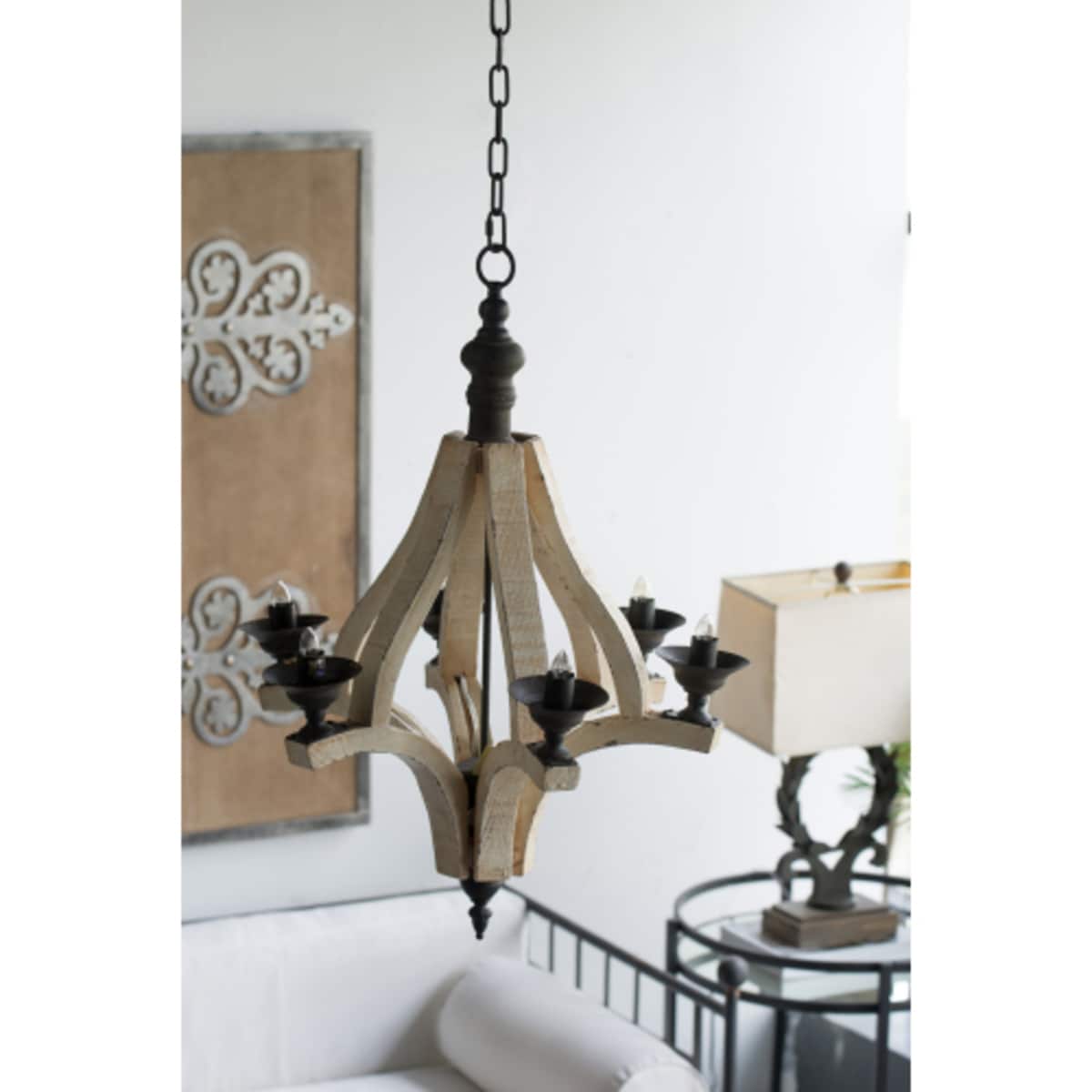 FAVSH 6 Light Wood Chandelier Hanging Light
