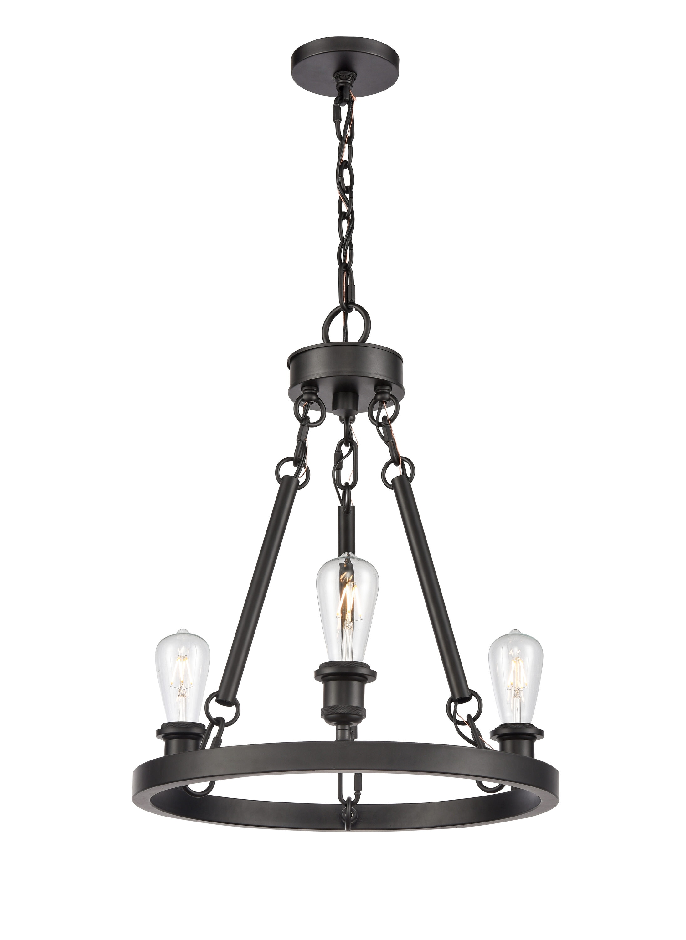 Innovations Lighting 820-BK Saloon 3 -Light Matte Black Industrial For Use in Bathrooms, Bedrooms, Dining Rooms, Foyers, Kitchens, Living Rooms Chandelier