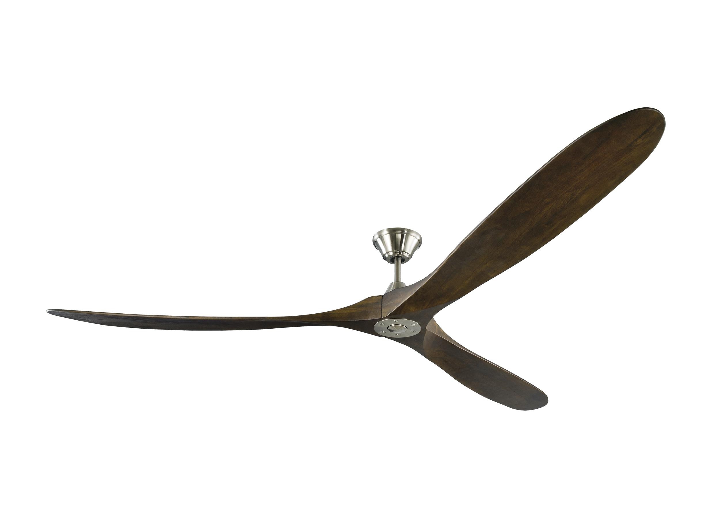 88-Inch Brushed Steel Ceiling Fan with Dark Walnut Blades and Remote