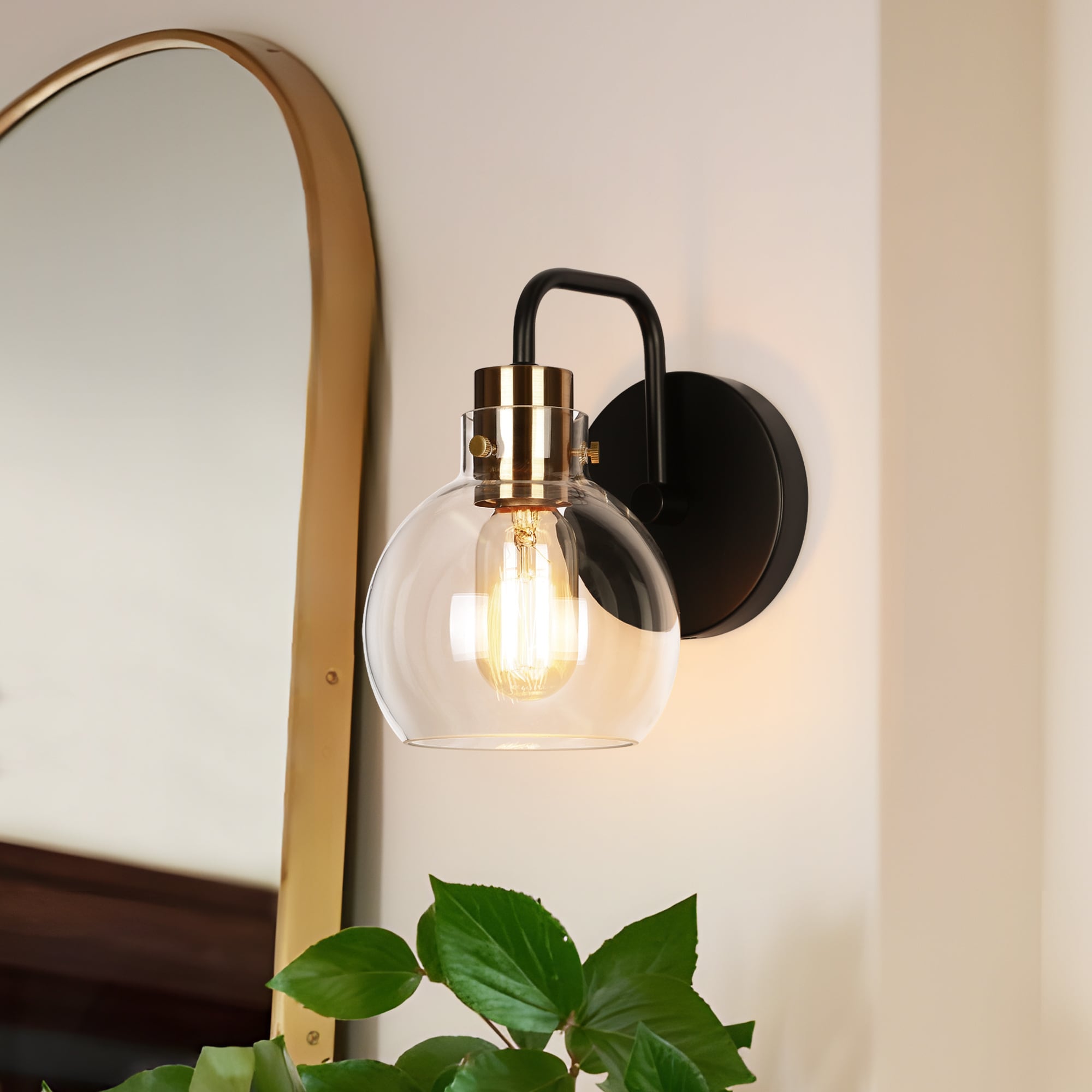 ZEVNI L3E2YEMUW4496SR7 Heddalux 5.5-in W 1 -Light Satin Black Transitional Wall Sconce