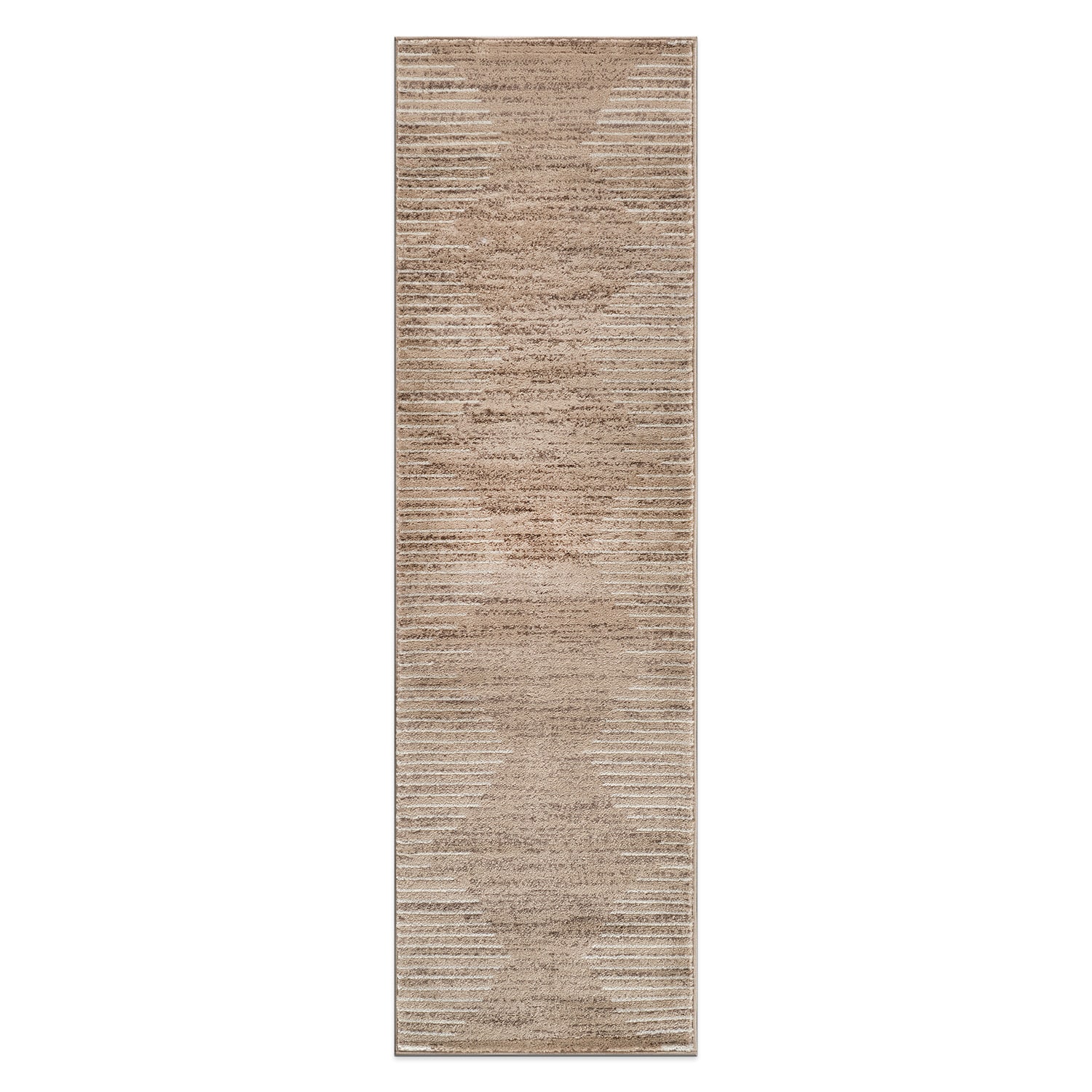World Rug Gallery 385BEIGE2X7 2 x 7 (ft) Loomed Polyester/Polypropylene Beige Rectangular Indoor Stripe Global Runner rug