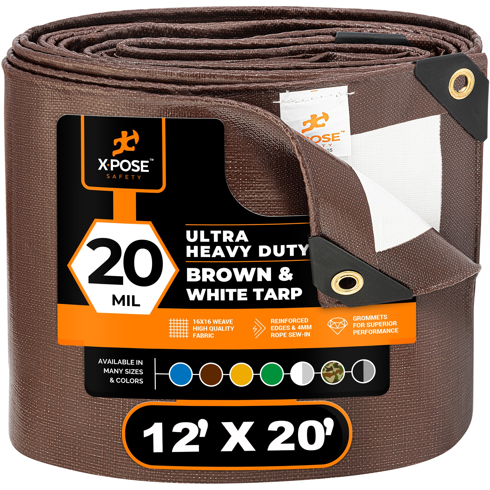 XPOSE SAFETY UHD-1220-X 12-ft x 20-ft Brown Waterproof Commercial Polyethylene 20-mil Tarp