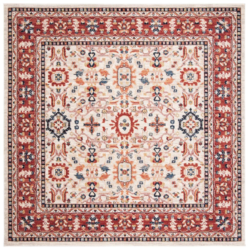 Safavieh CHL412A-7SQ Charleston Gabbeh 7 x 7 (ft) Loomed Polypropylene Ivory/Red Square Indoor Distressed/Overdyed Oriental Area rug