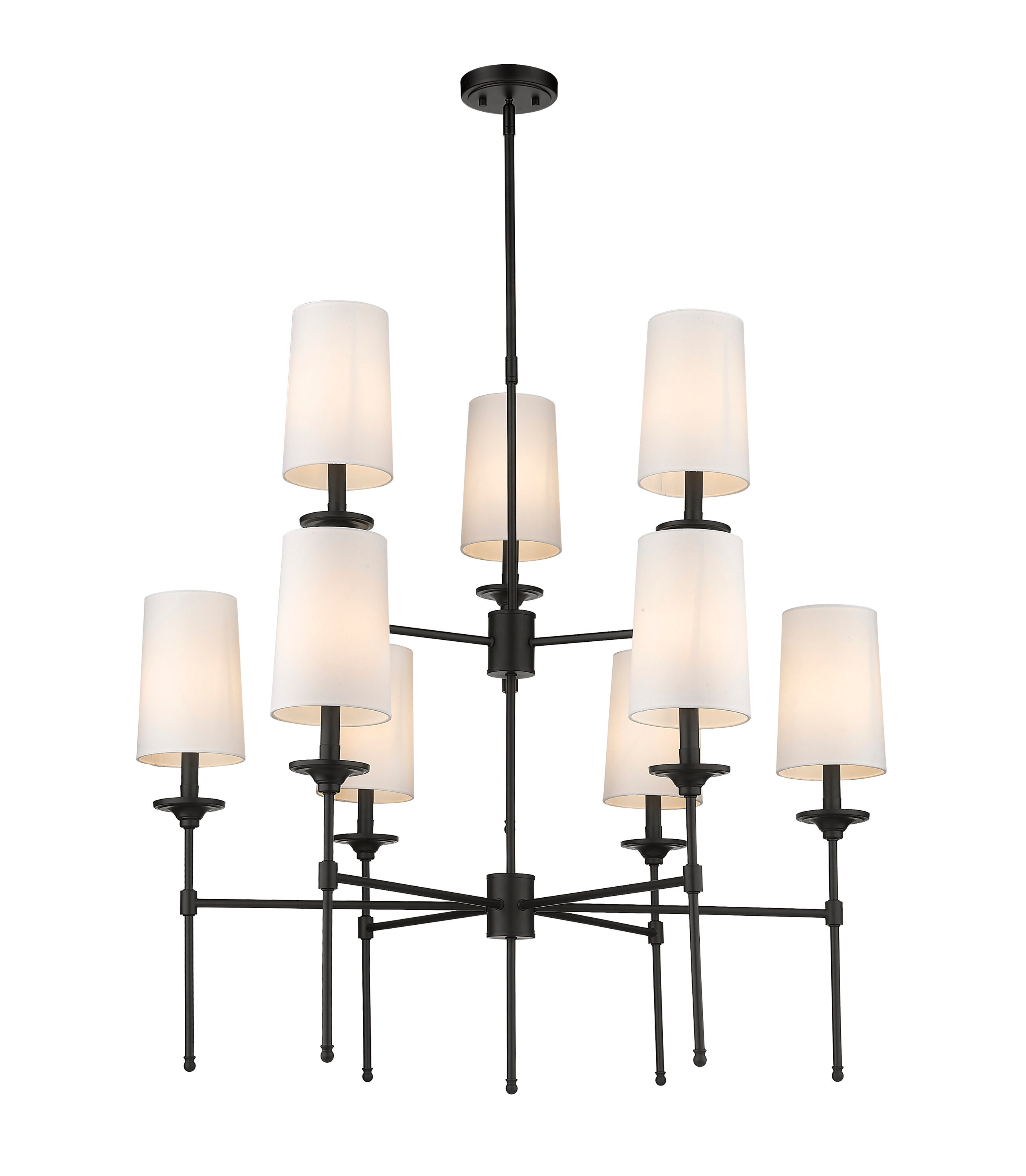 Emily Matte Black 9-Light Transitional Tiered Chandelier