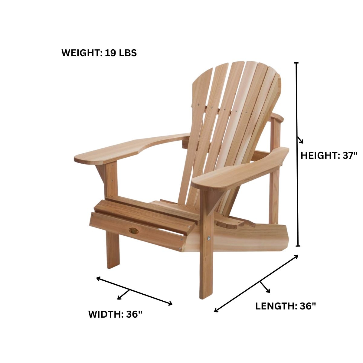 Ergonomic Western Red Cedar Adirondack Chair with Wide Arm Paddles