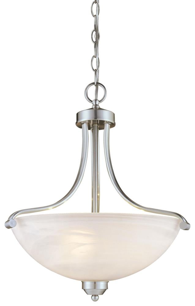 Brushed Nickel 3-Light Pendant with Etched Marble Glass Shade
