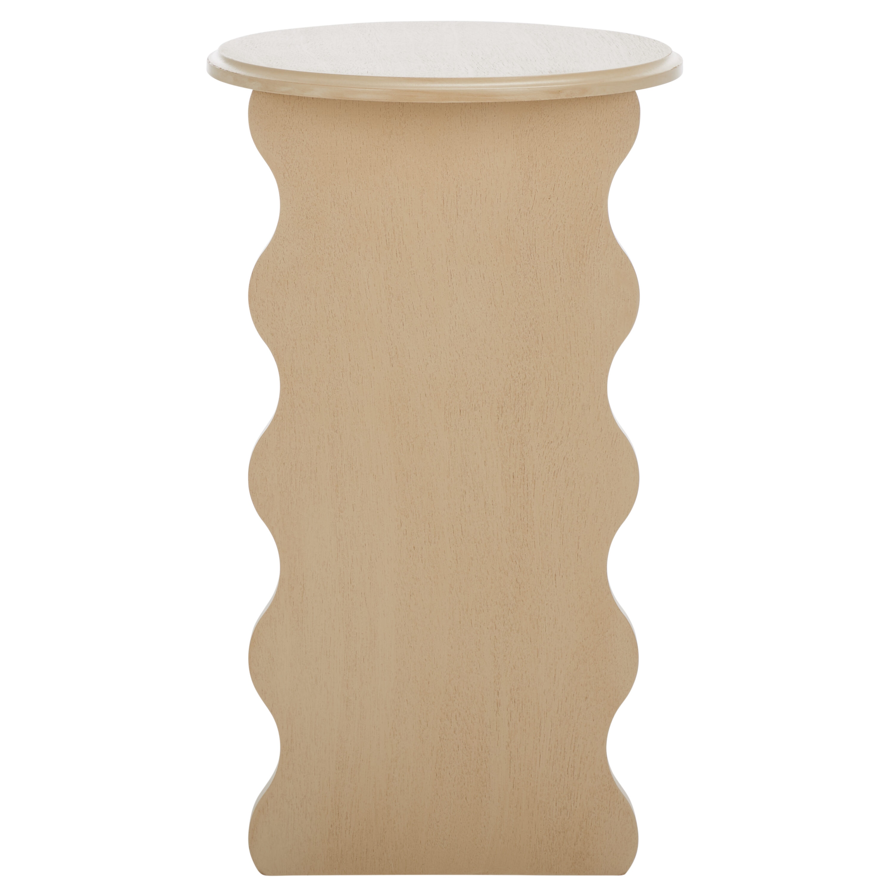 Natural Wood Round Wavy Accent Table, 15" x 22"