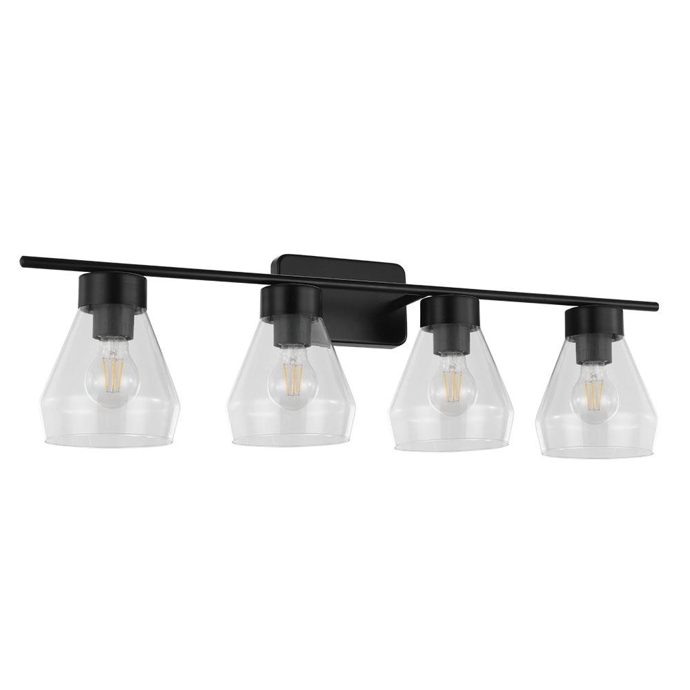 EGLO 204095A Montey 1 32.68-in 4-Light Matte Black Transitional Vanity Light