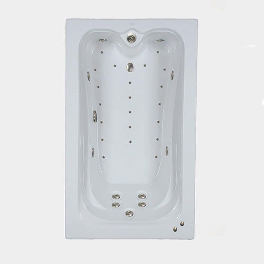 Elite 41.75-in x 59.75-in White Acrylic Drop-In Whirlpool and Air Bath Combination Tub Drain (Reversible Drain) Rubber | - WaterTECH C6042 ELITE WHITE