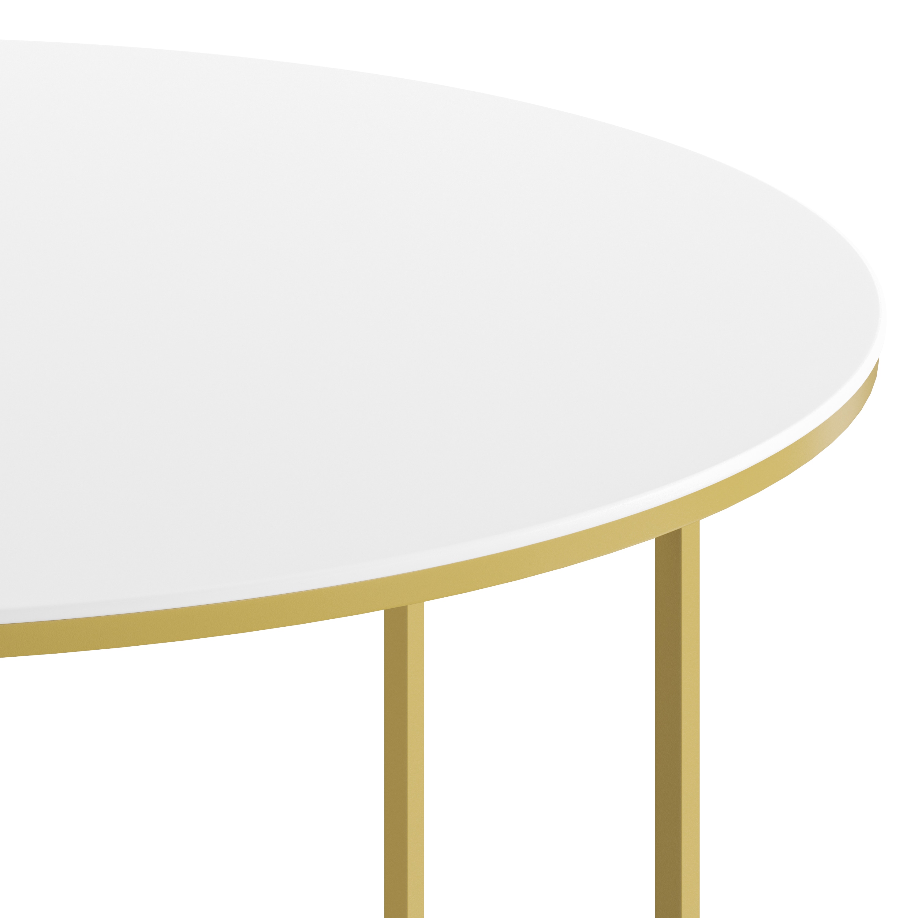 Hampstead Matte Gold and White Round Wood & Metal Coffee Table