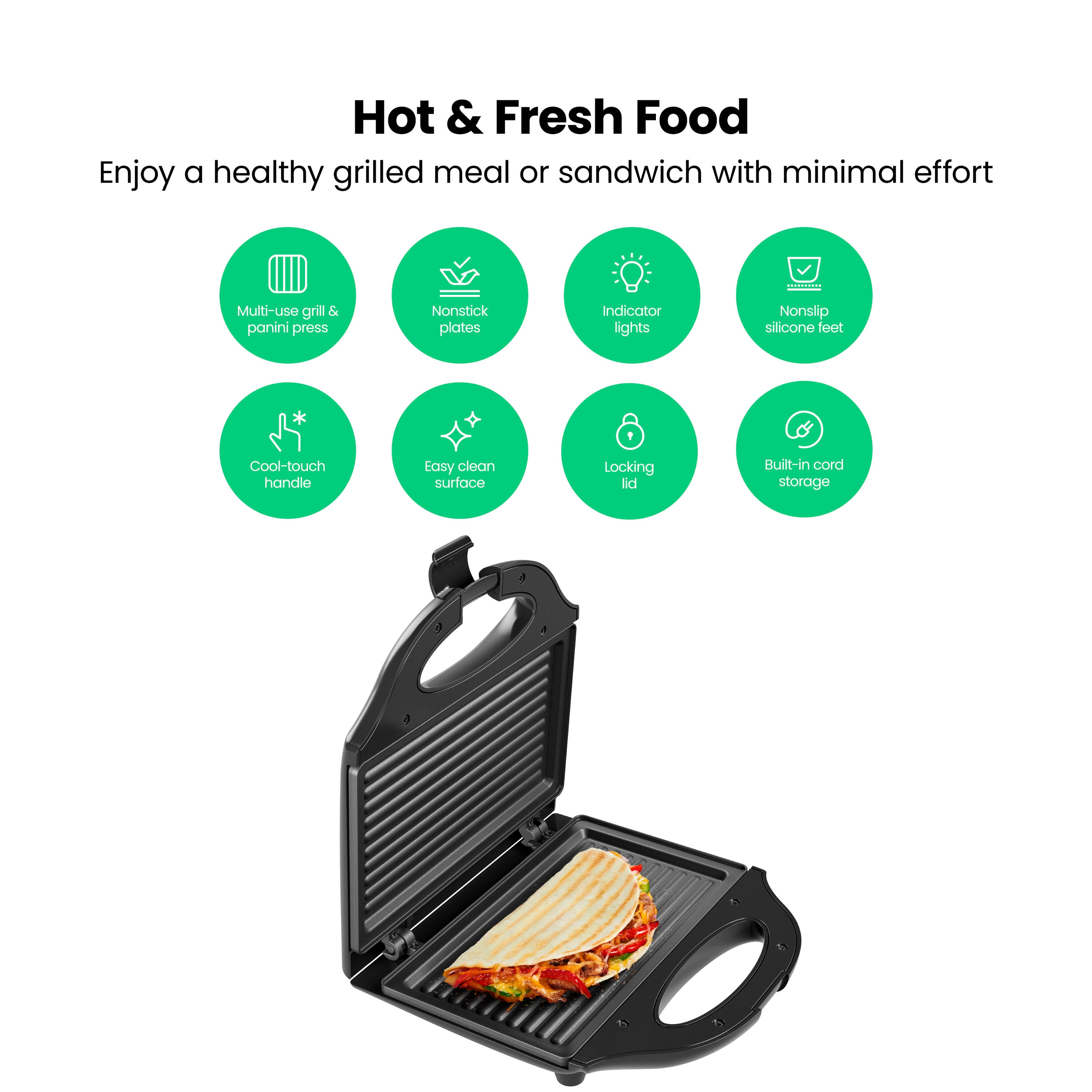 Electric Stovetop Panini Press Portable Removable Sandwich Maker With  Wooden Handle Multiuse For Indoor Grill Kitchen Perfect