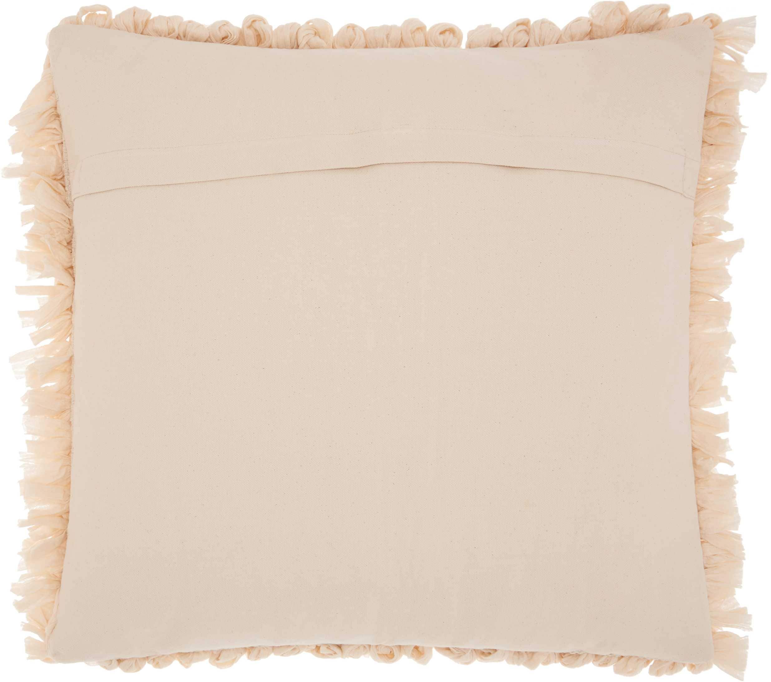Beige 20" Square Paper Loop Shag Throw Pillow