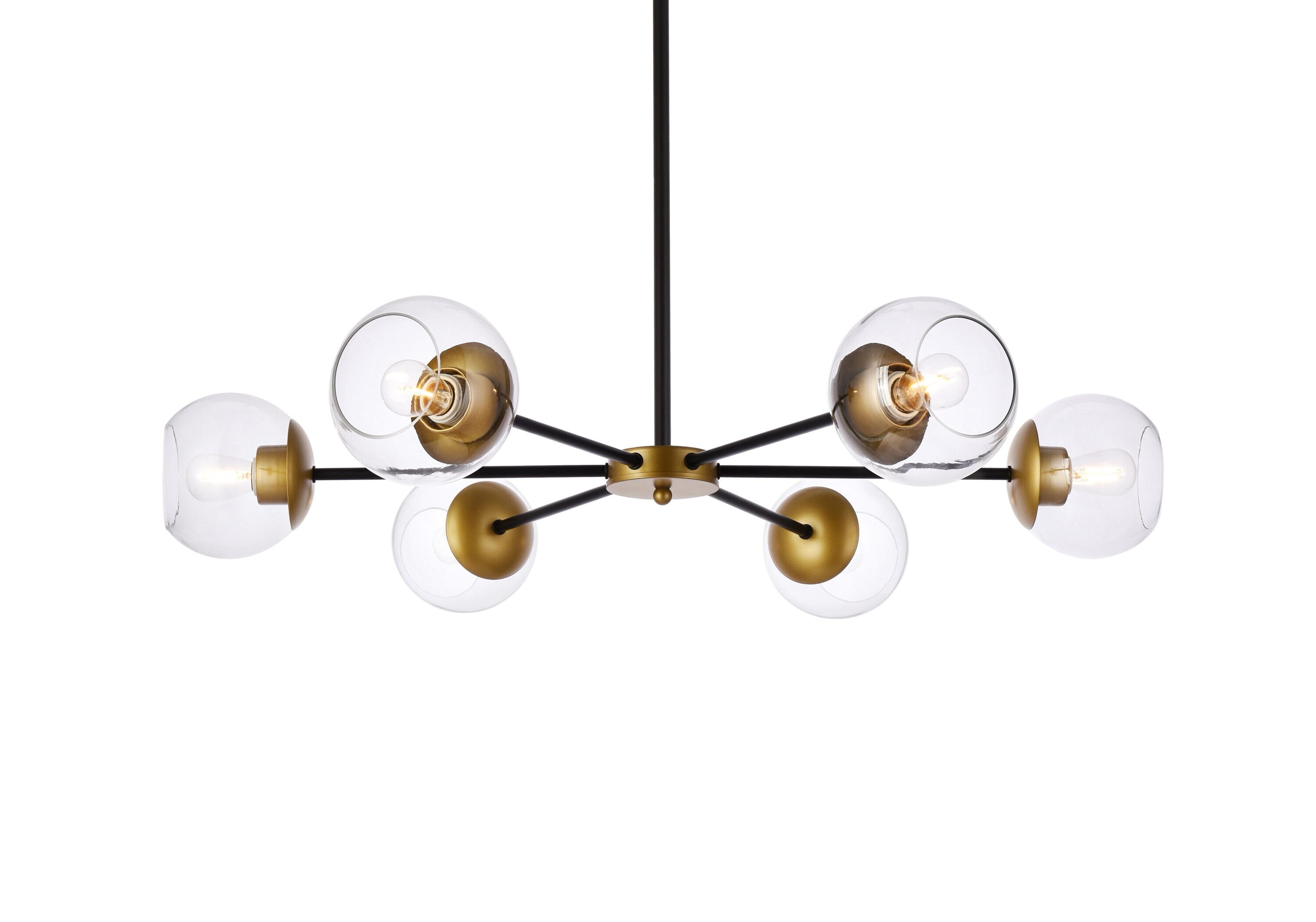 Modern Black and Brass Glass Globe Pendant Light