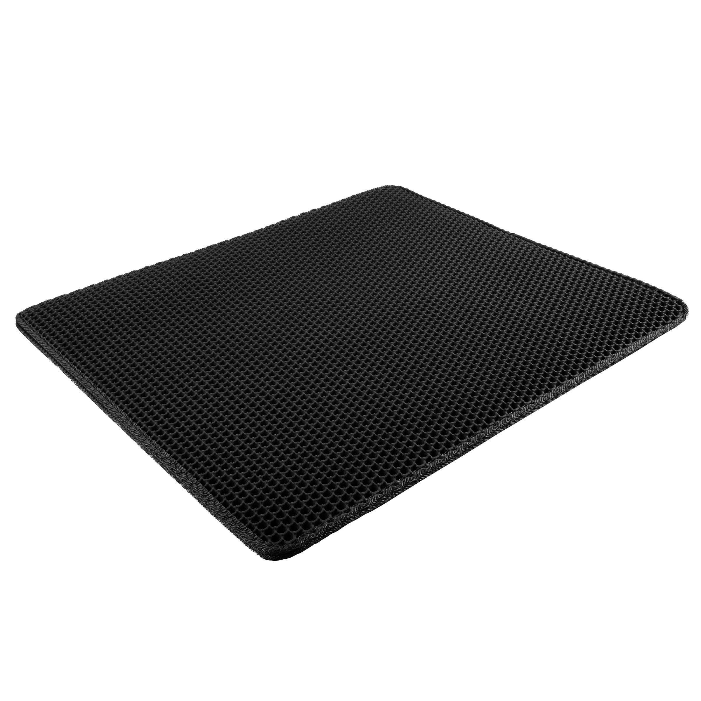  30x24-Inch Double-Layer Waterproof Cat Litter Mat (Black)