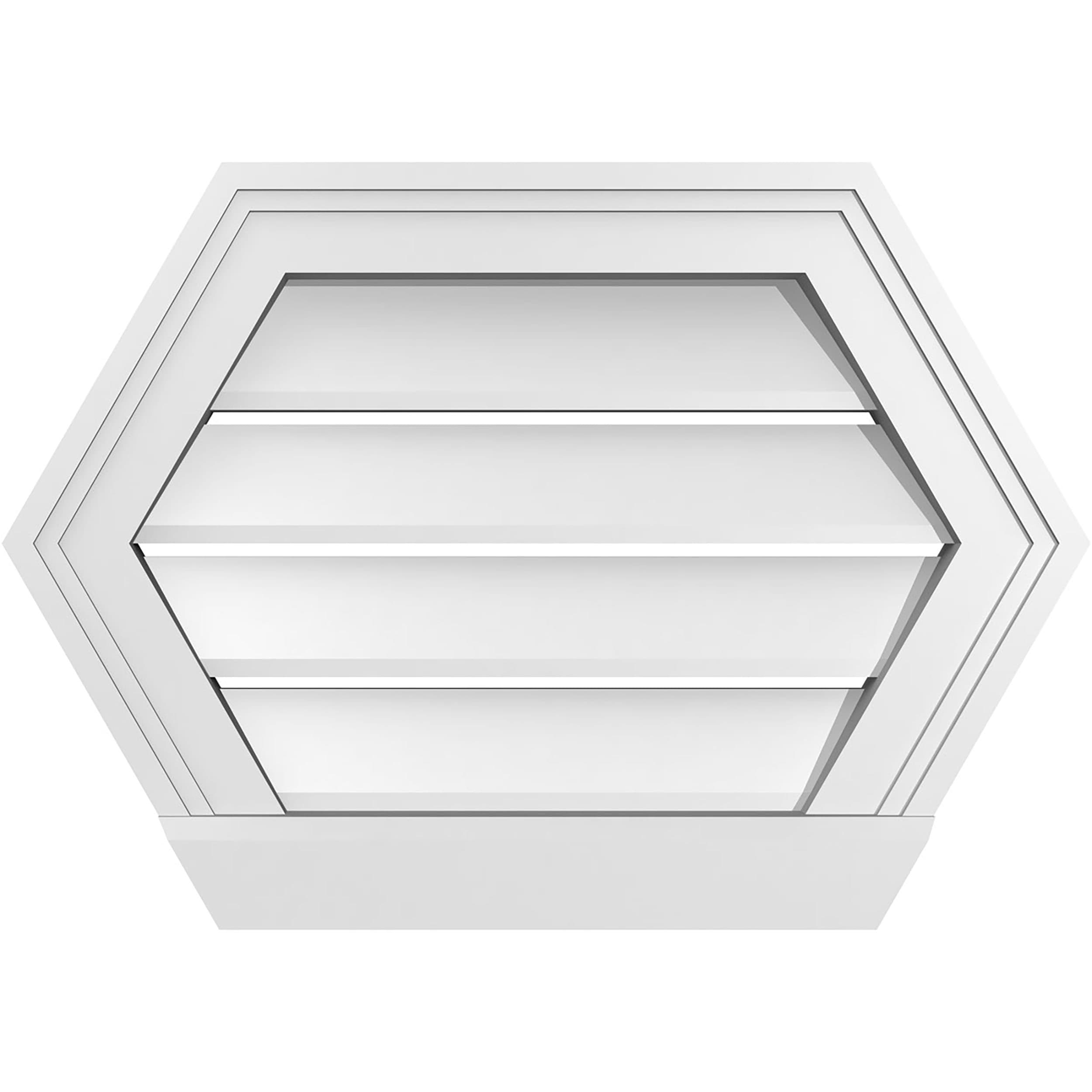 Ekena Millwork GVPHP20X1403SF 20-Inches x 14-Inches Off-white Peaked PVC Gable Louver Vent