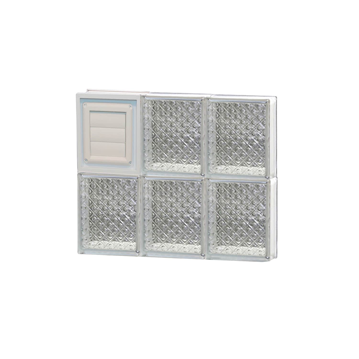 REDI2SET D1816DP Diamond Glass 17-1/4-in x 15-1/2-in Frameless Replacement Dryer vent Glass Block Window
