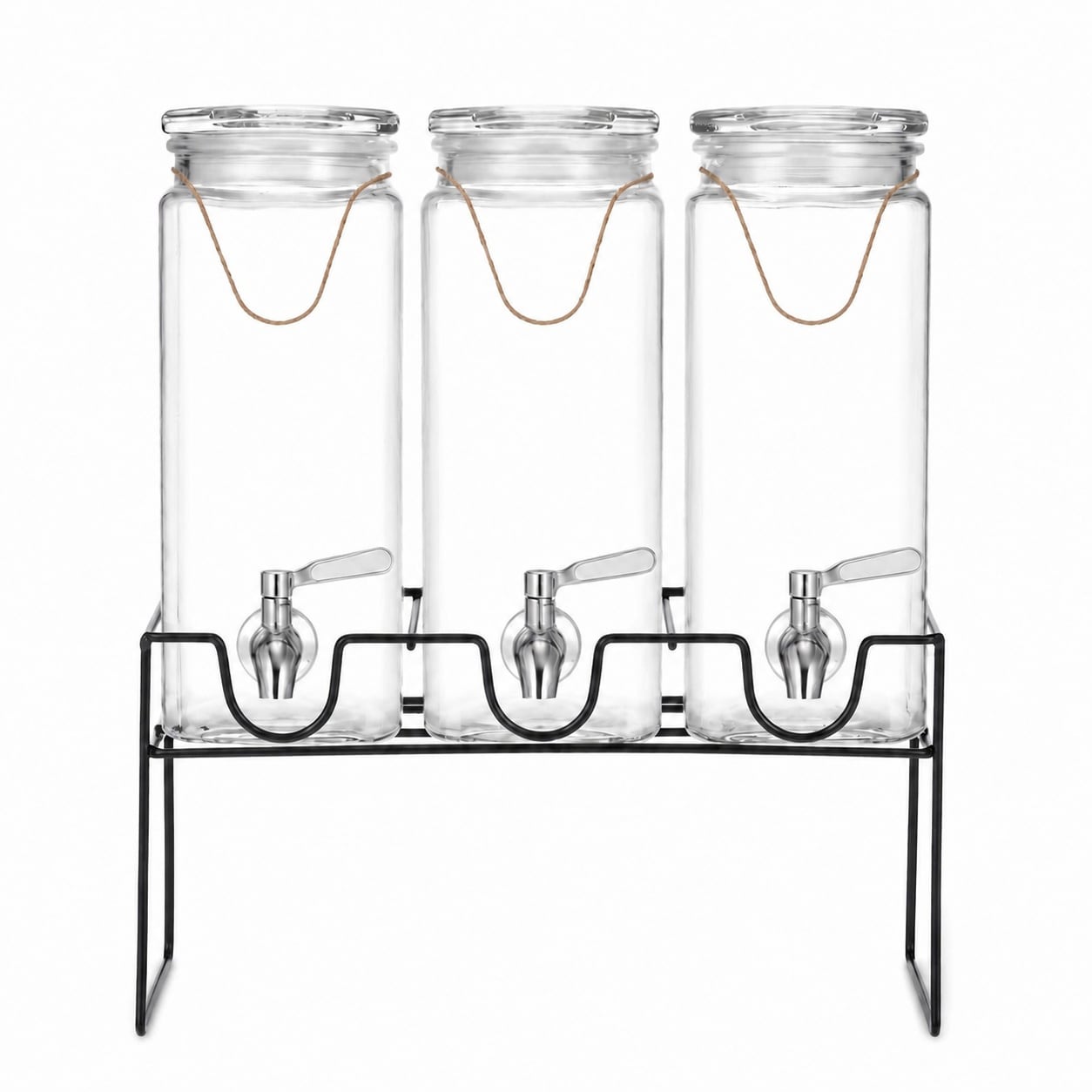 Aoibox  3 Pack 80 oz Tall Glass Drink Dispensers with Stand Lid Label and Stainless Steel Leakproof Spigot