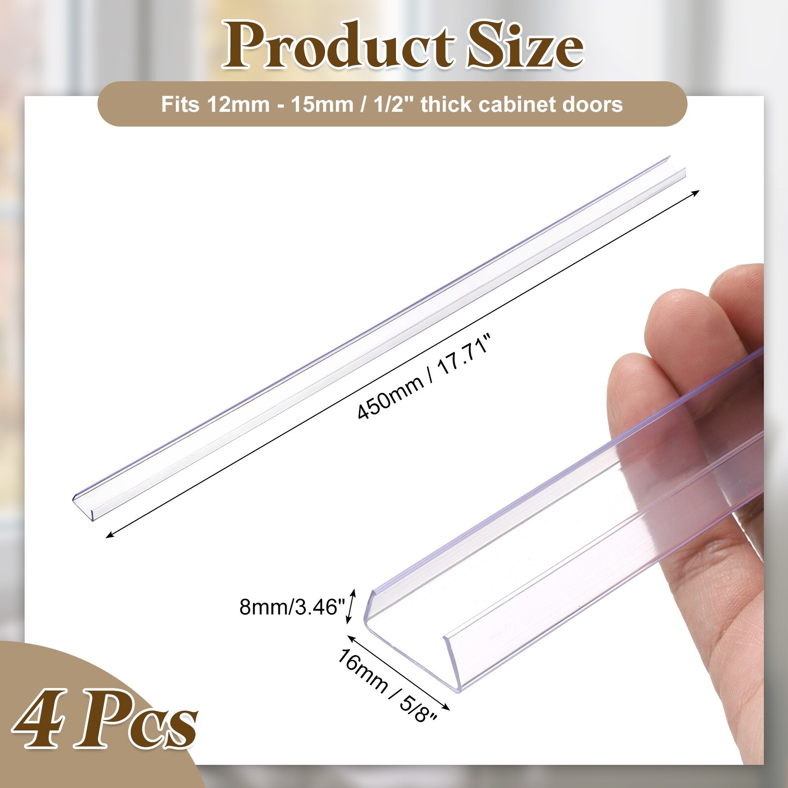 Unique Bargains 4pcs Cabinet Door Protector 18inch x 5/8inch PVC Edge ...