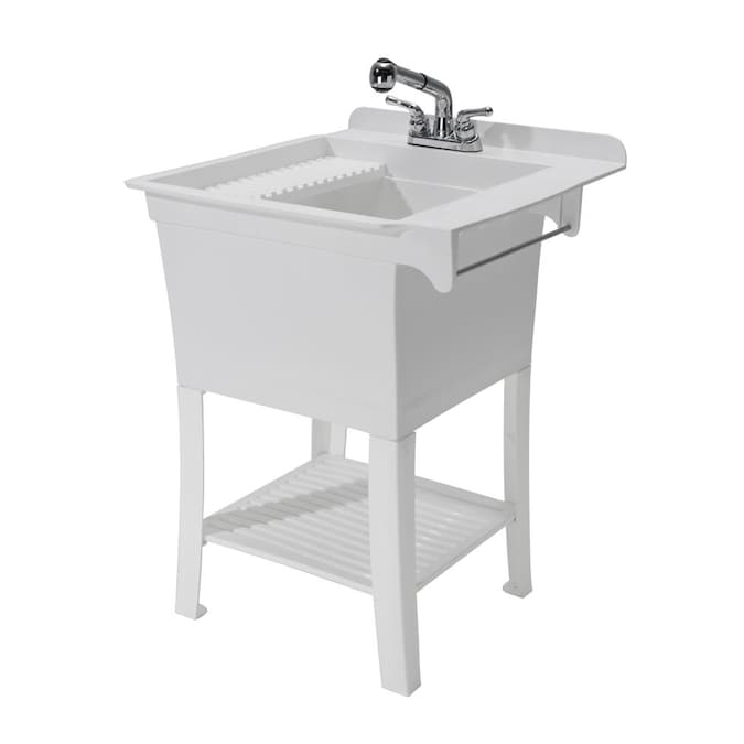 Basin White Freestanding Laundry Sink, Outdoor Utility Sink