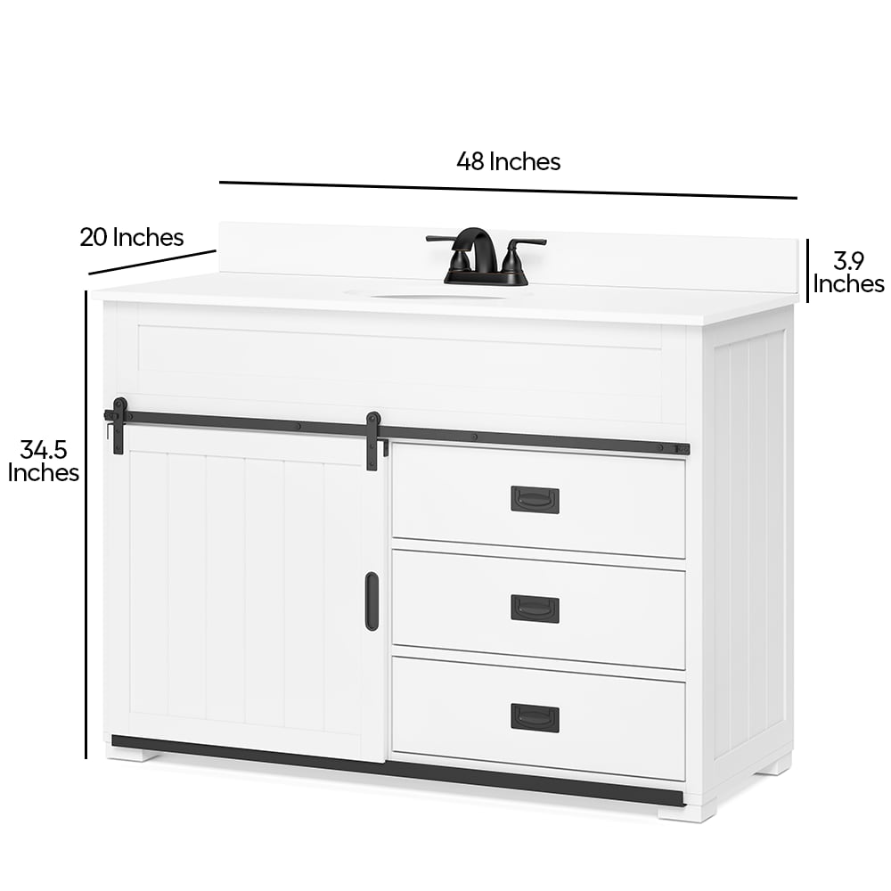 Style Selections Morriston 48-in White Undermount Single Sink Bathroom  Vanity with White Engineered Stone Top